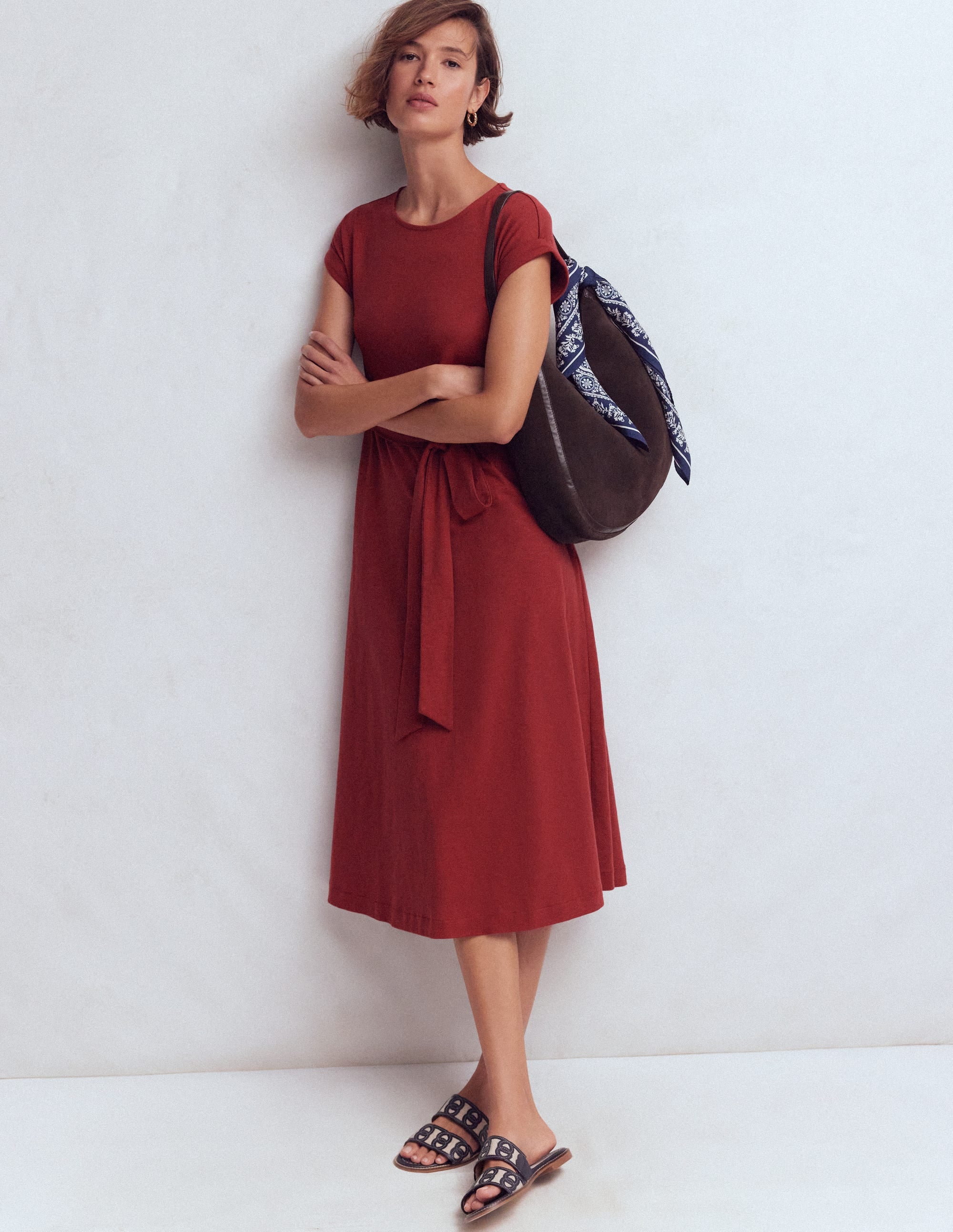 Robe midi Eve en jersey-Châtaigne profonde - Image 4