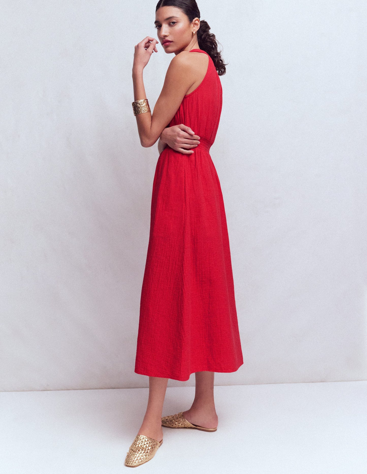 Daphne Doppeltuch-Kleid-Merida-Rot