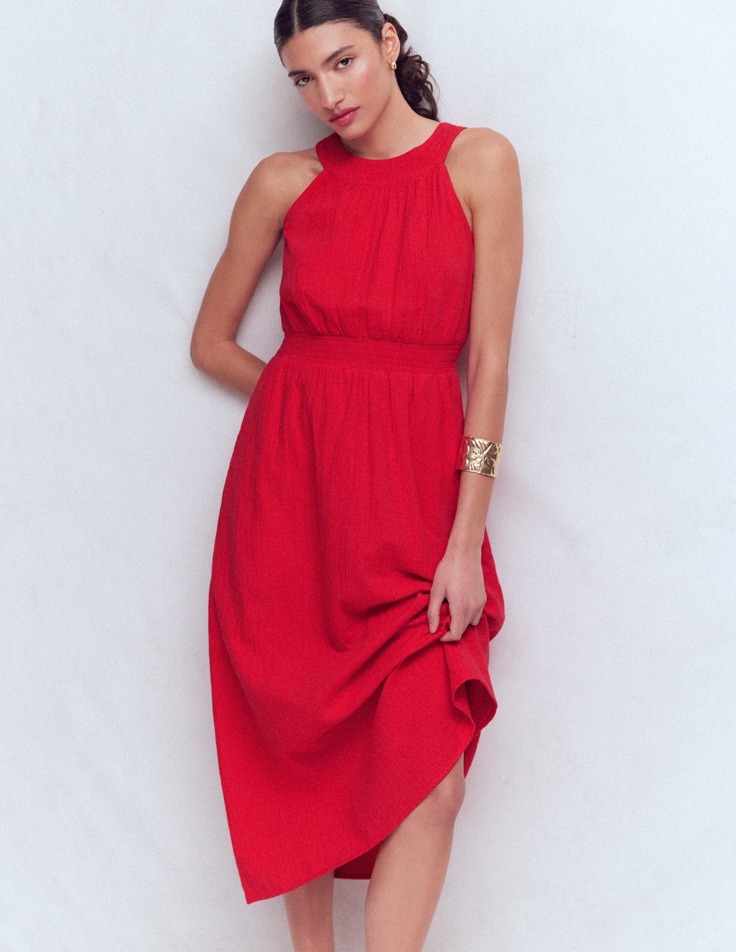 Daphne Doppeltuch-Kleid-Merida-Rot