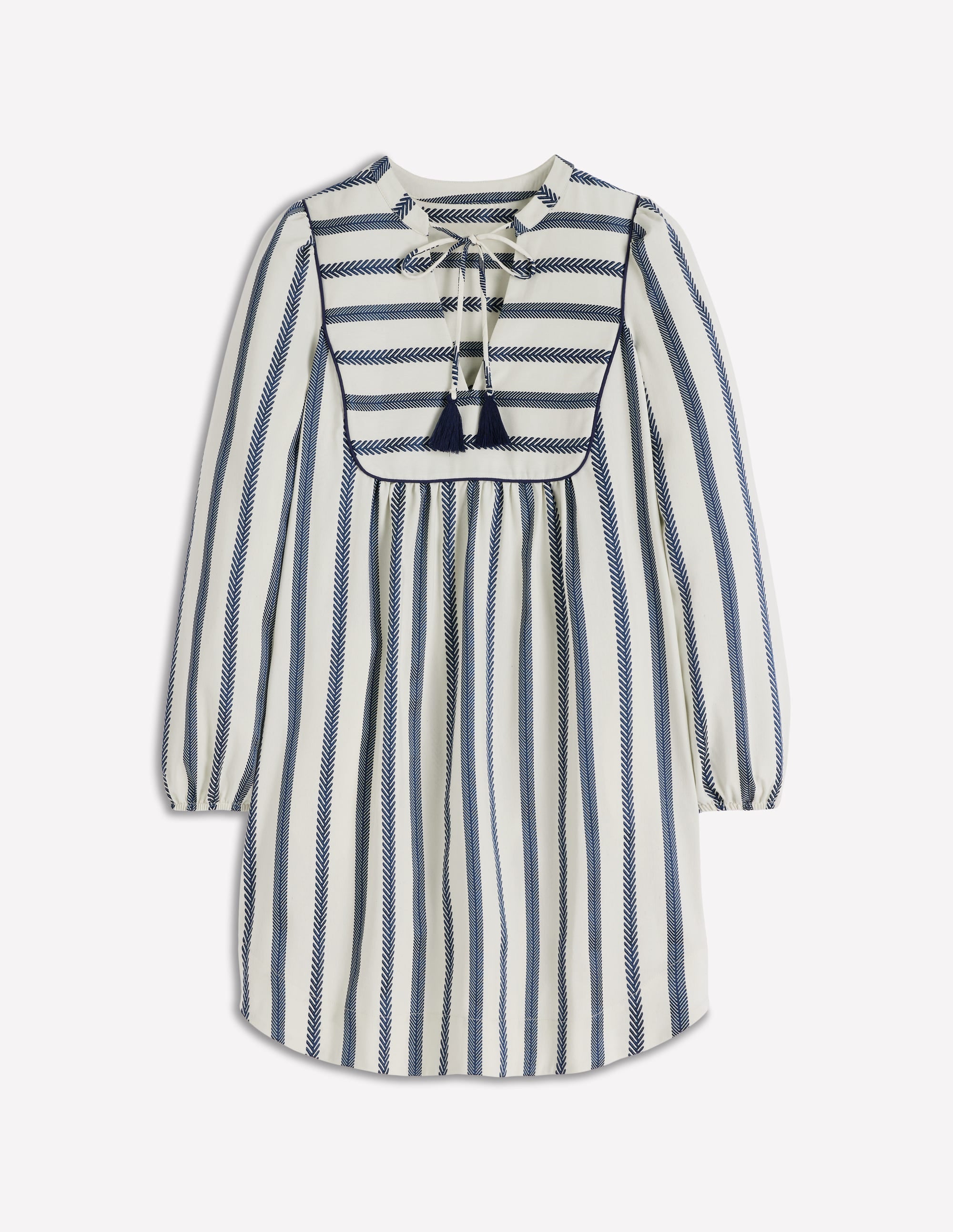 Pia Baumwollkleid mit Passe-Blau Streifen - Image 7