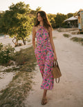 Robe à col torsadé Sydney en jersey-Motif cachemire rose