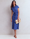 Robe Marcia en jersey-Bleu vif, pois peints