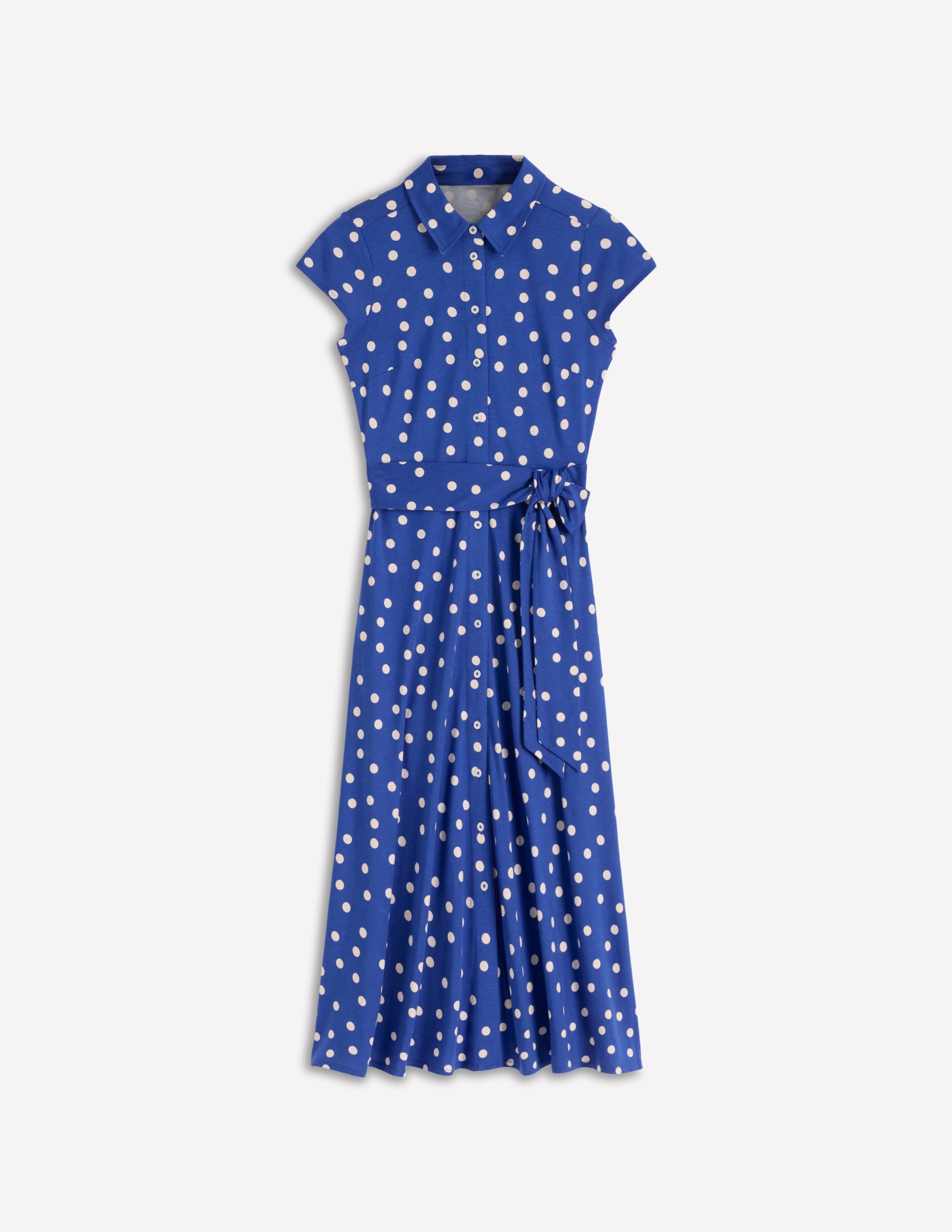 Marcia Jersey-Hemdblusenkleid-Leuchtendes Blau, Gemalte Tupfen - Image 5