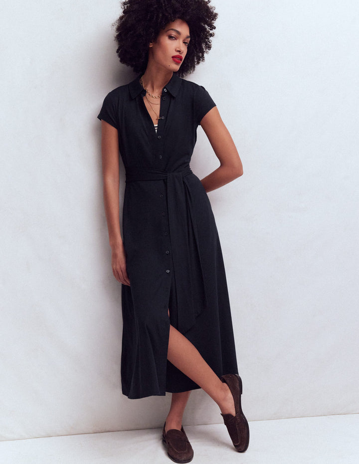 Marcia Jersey-Hemdblusenkleid-Marineblau