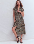 Marcia Jersey Dress-Almond Milk, Cheetah Pop