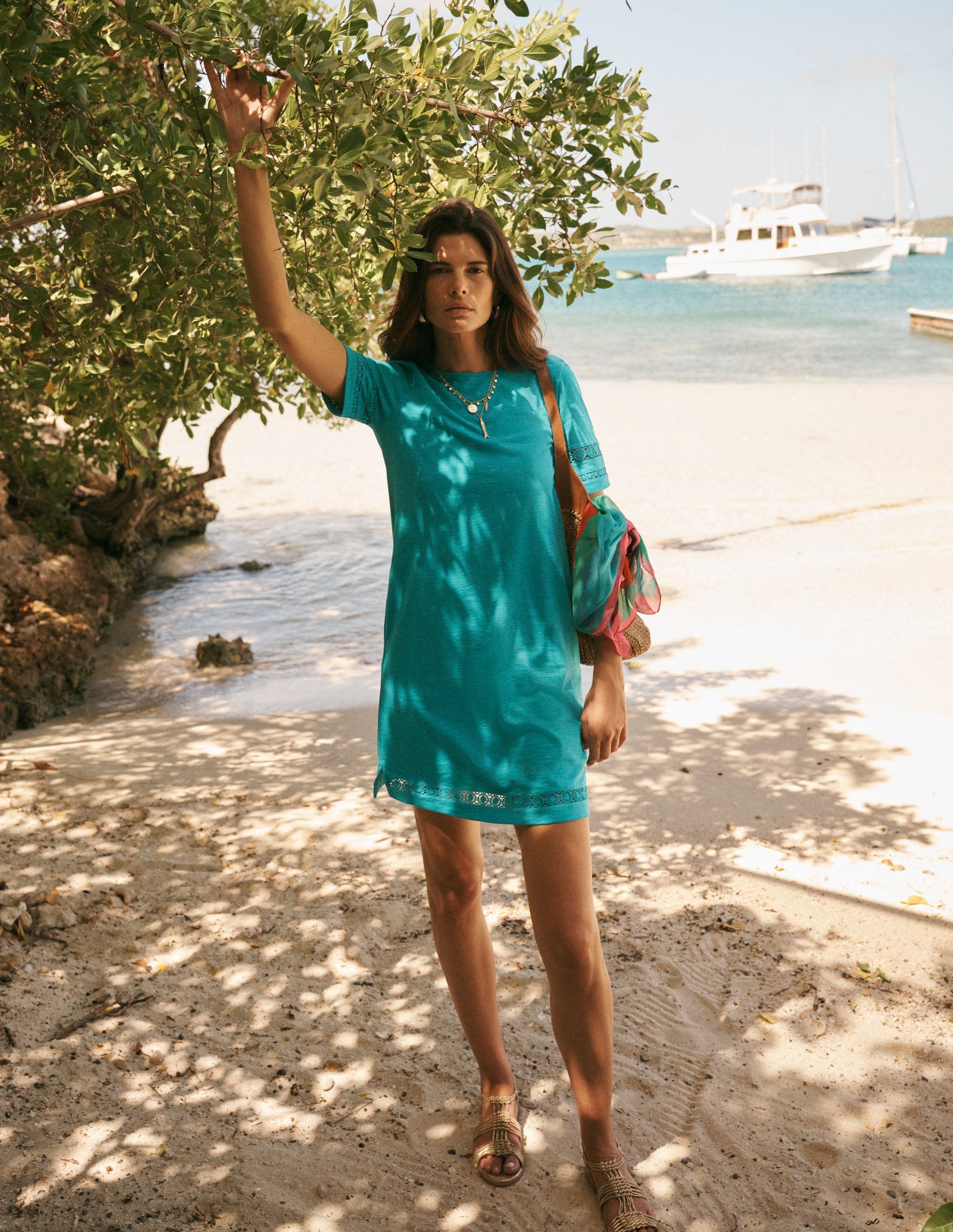 Hattie T-Shirt-Kleid aus Jersey-Glasurblau-1