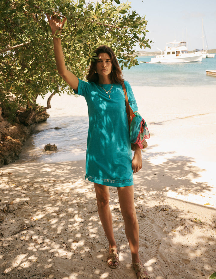 Hattie T-Shirt-Kleid aus Jersey-Glasurblau