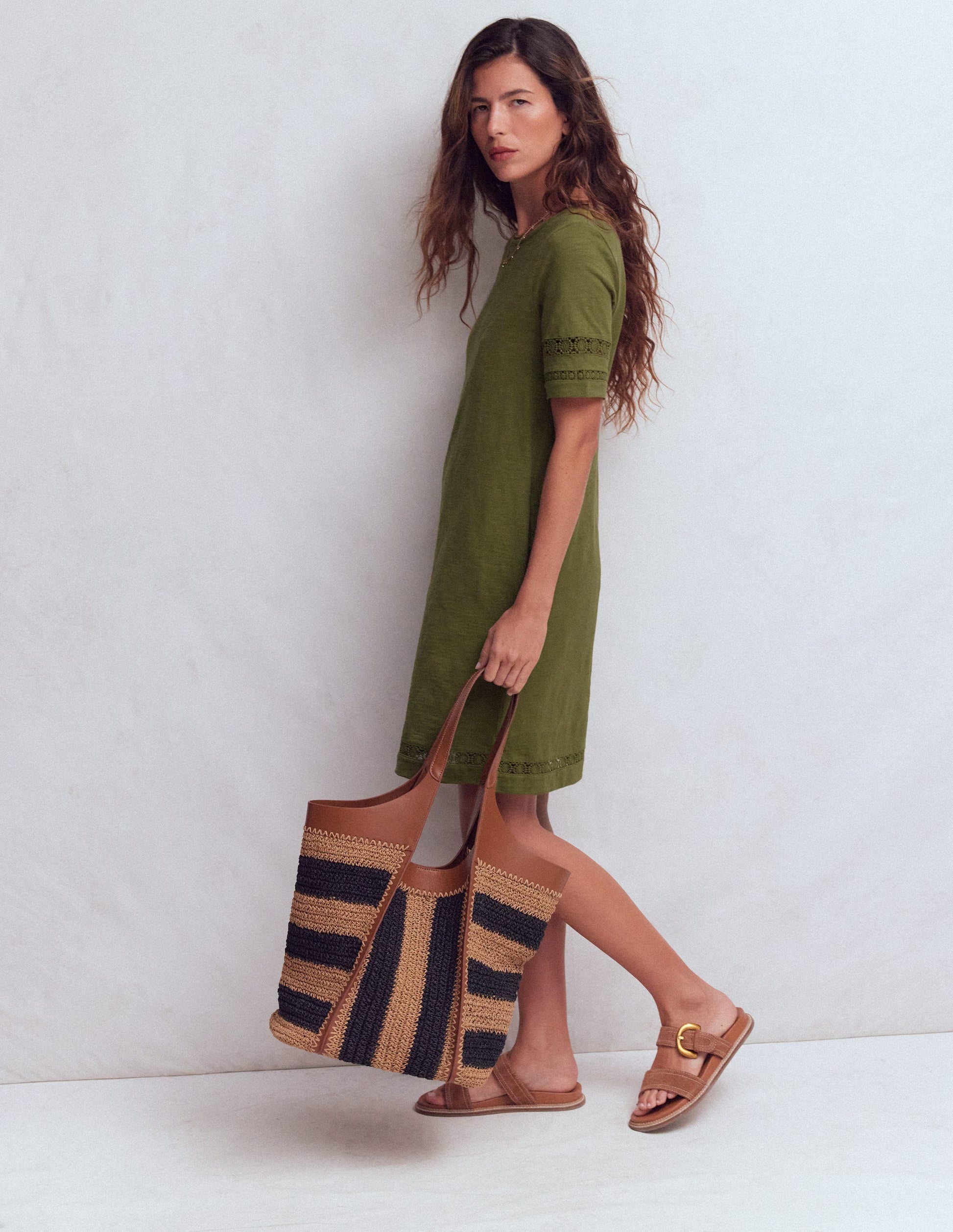 Hattie T-Shirt-Kleid aus Jersey-Olive-1