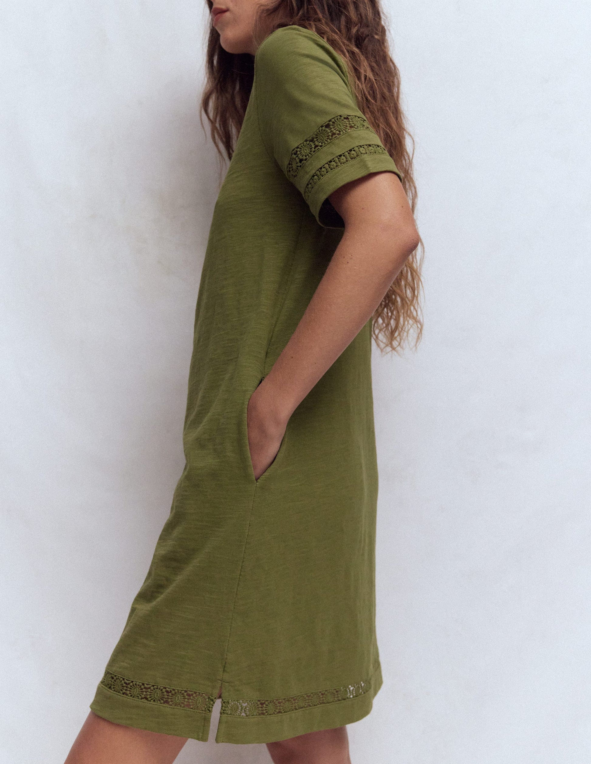 Hattie T-Shirt-Kleid aus Jersey-Olive-2
