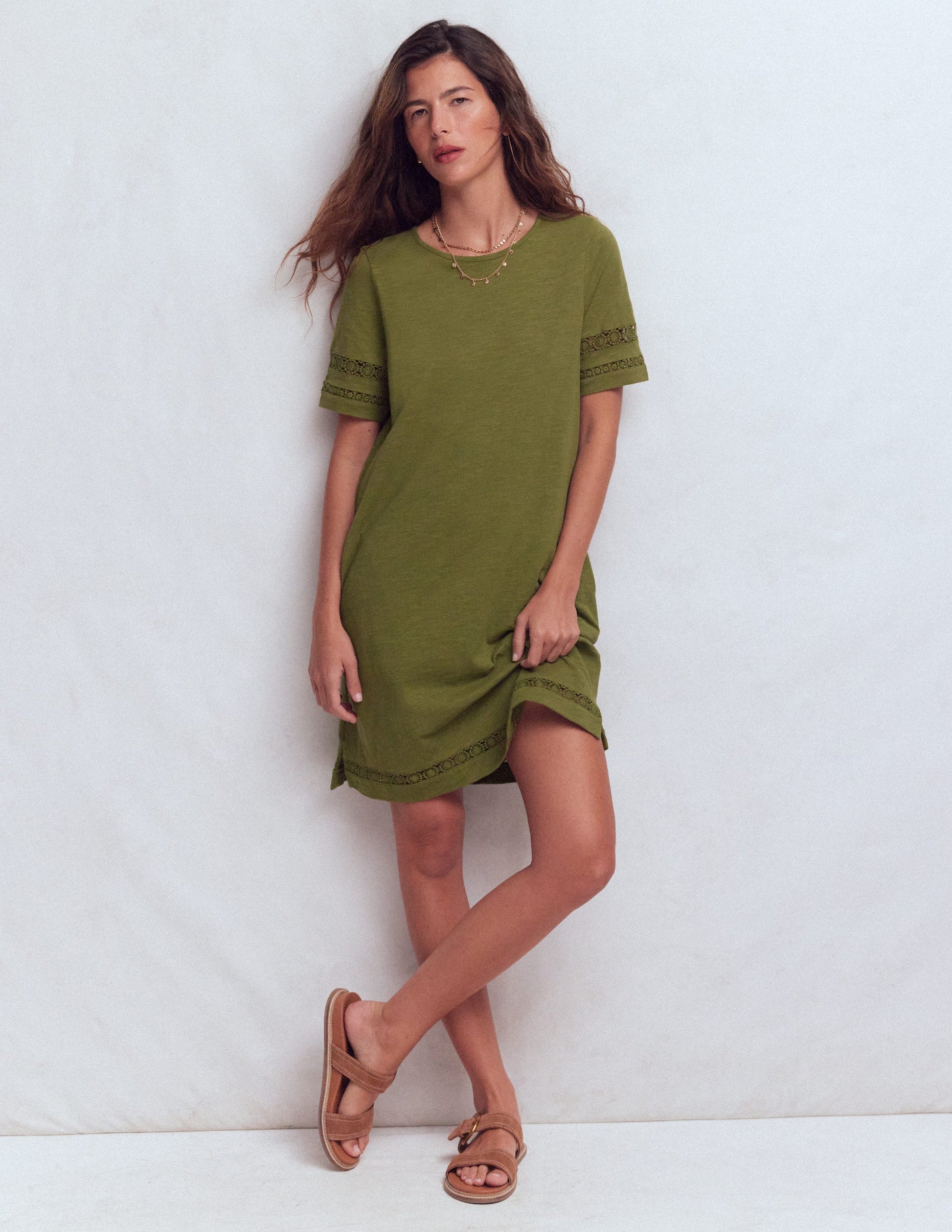 Hattie T-Shirt-Kleid aus Jersey-Olive-4
