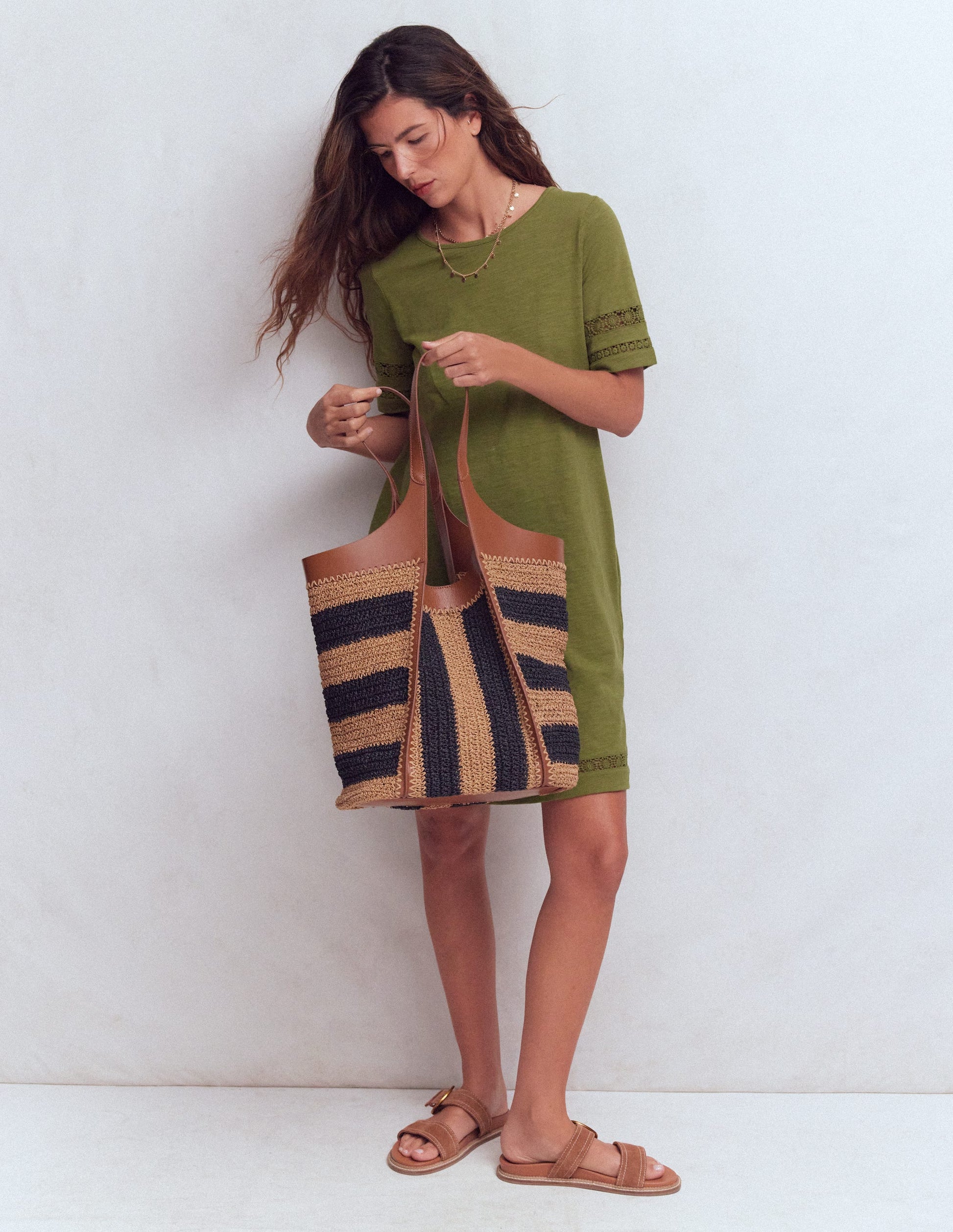 Hattie T-Shirt-Kleid aus Jersey-Olive-5