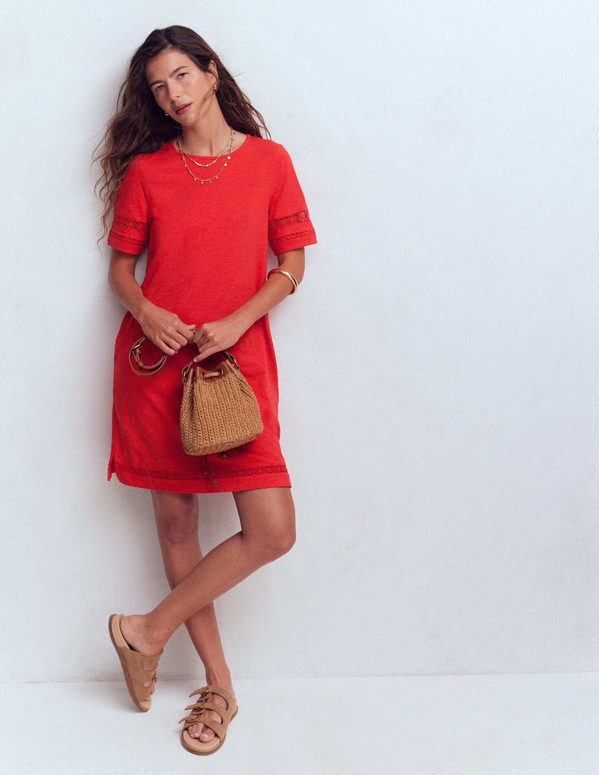 Hattie T-Shirt-Kleid aus Jersey-Korallenrot - Image 1