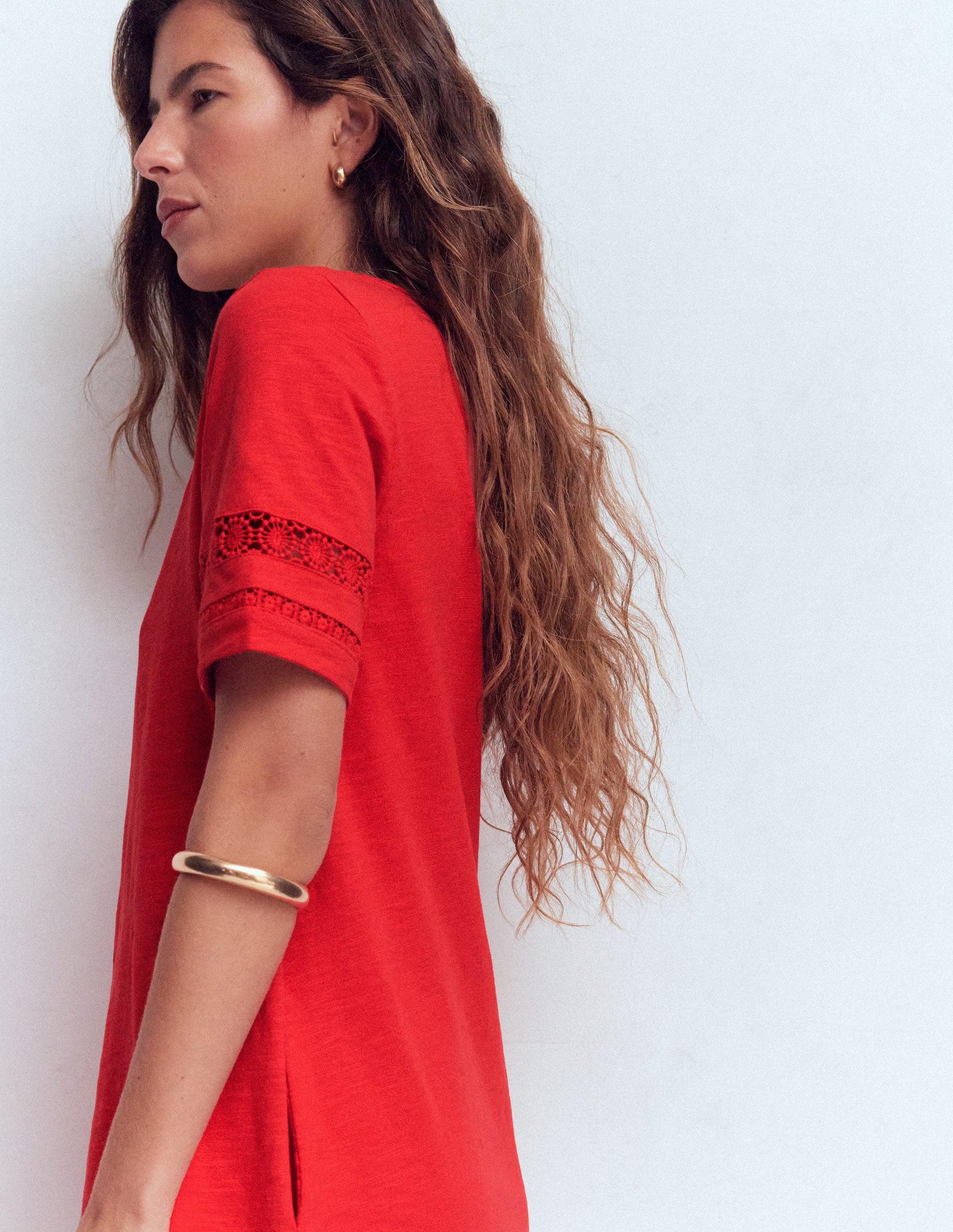 Hattie Jersey T-shirt Dress-Red Coral-2