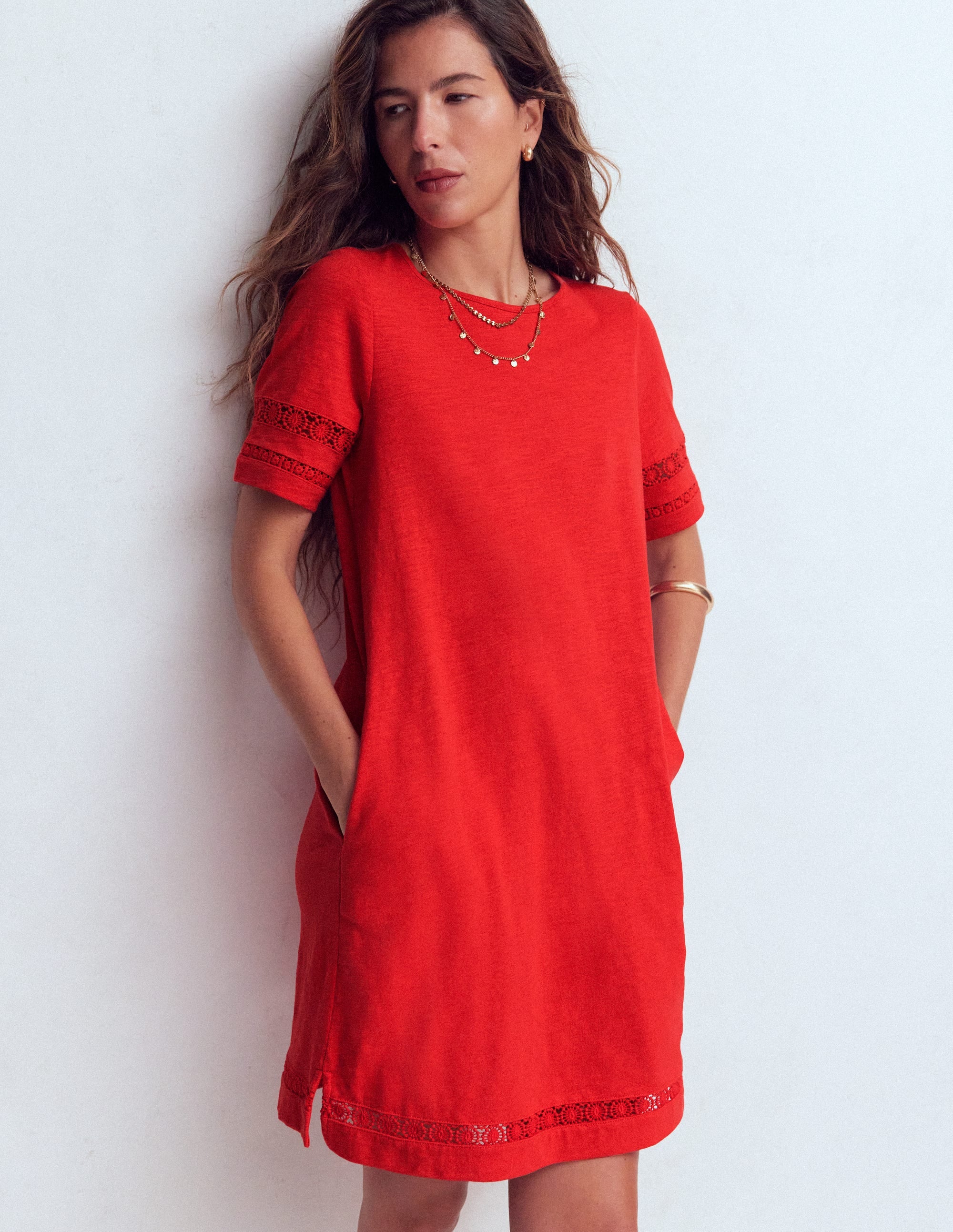 Hattie T-Shirt-Kleid aus Jersey-Korallenrot - Image 4