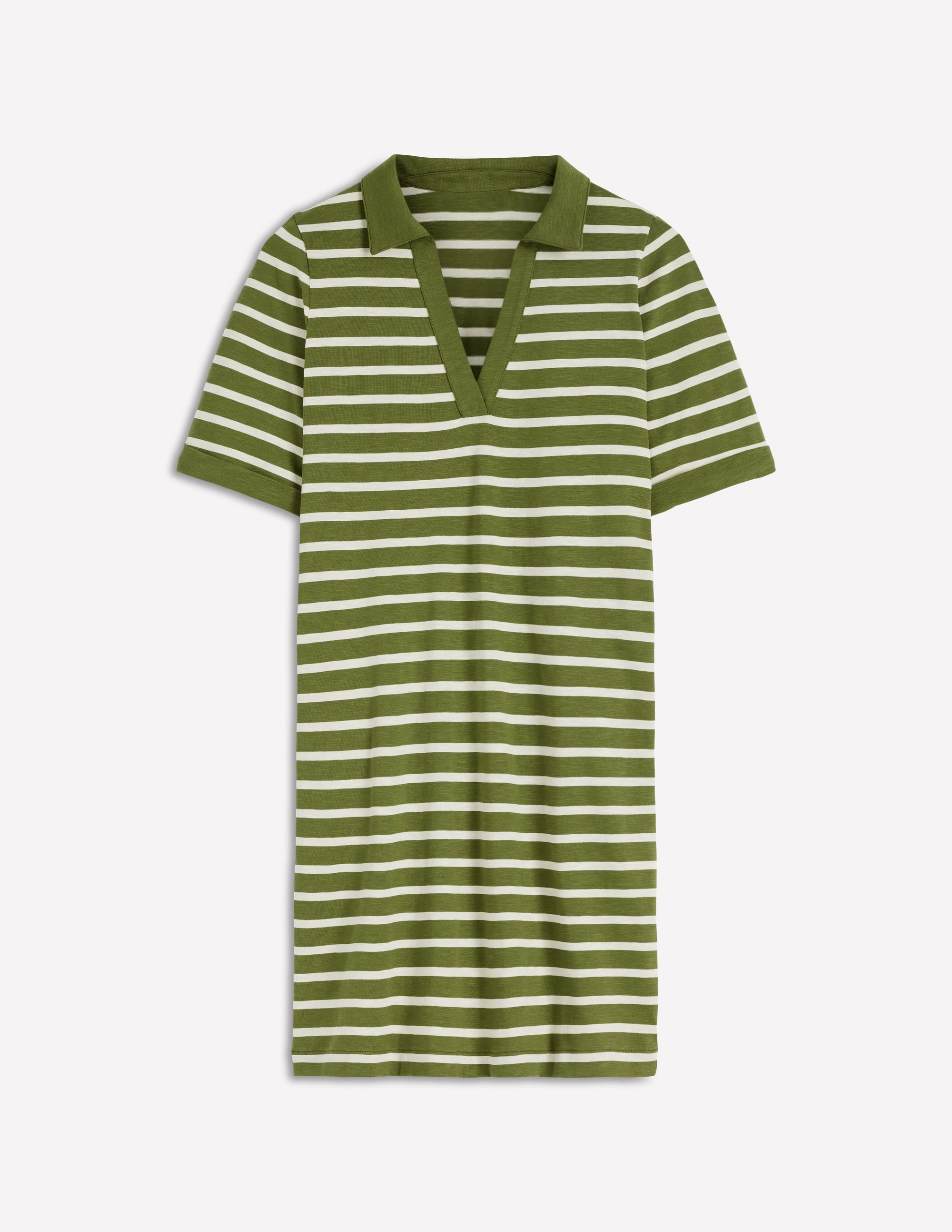 Robe T-shirt Tilda en jersey-Rayé olive et ivoire - Image 5