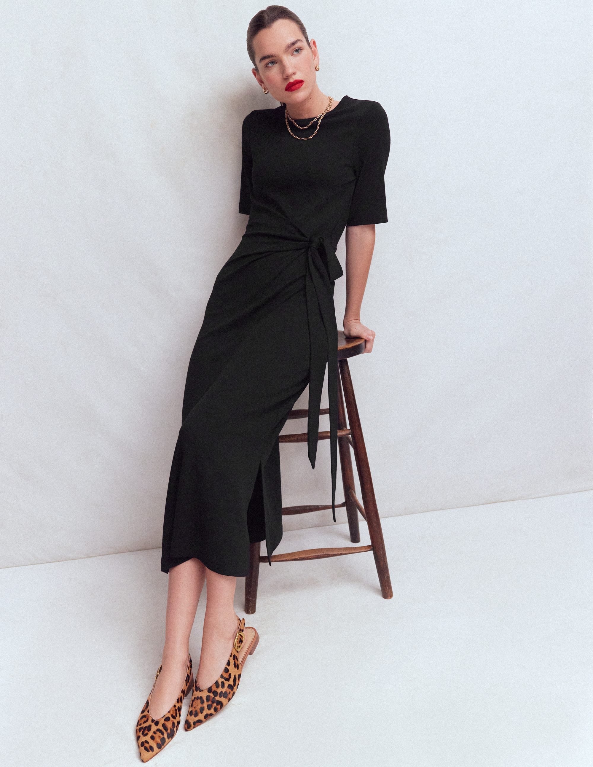 Zinnia Ponte-Midikleid zum Binden-Schwarz - Image 1