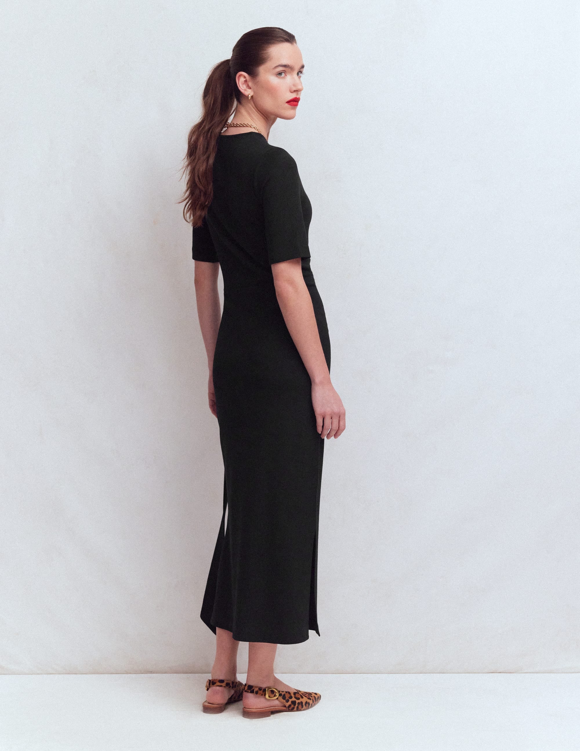 Zinnia Ponte-Midikleid zum Binden-Schwarz - Image 3