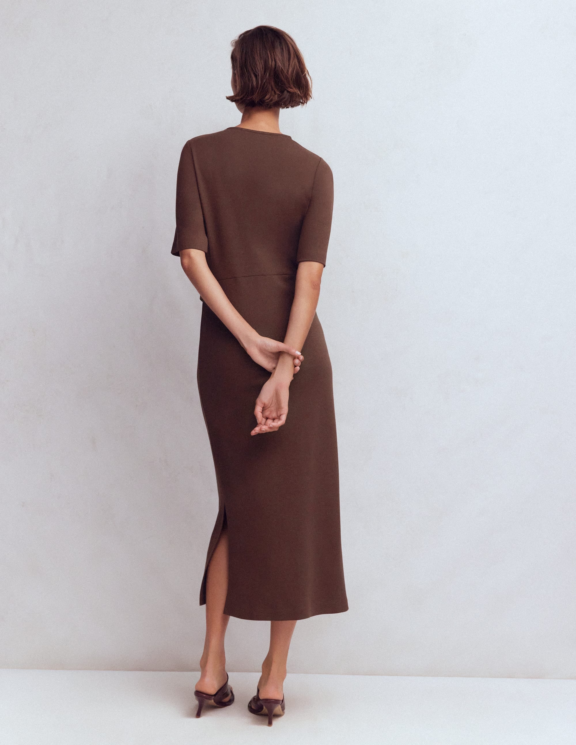 Robe midi Zinnia en point de Rome à nouer-Expresso - Image 3
