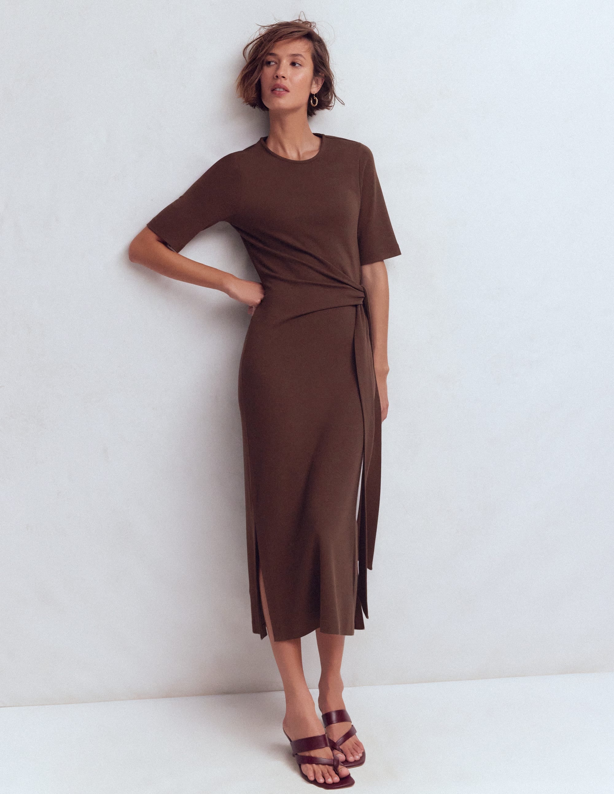 Robe midi Zinnia en point de Rome à nouer-Expresso - Image 4