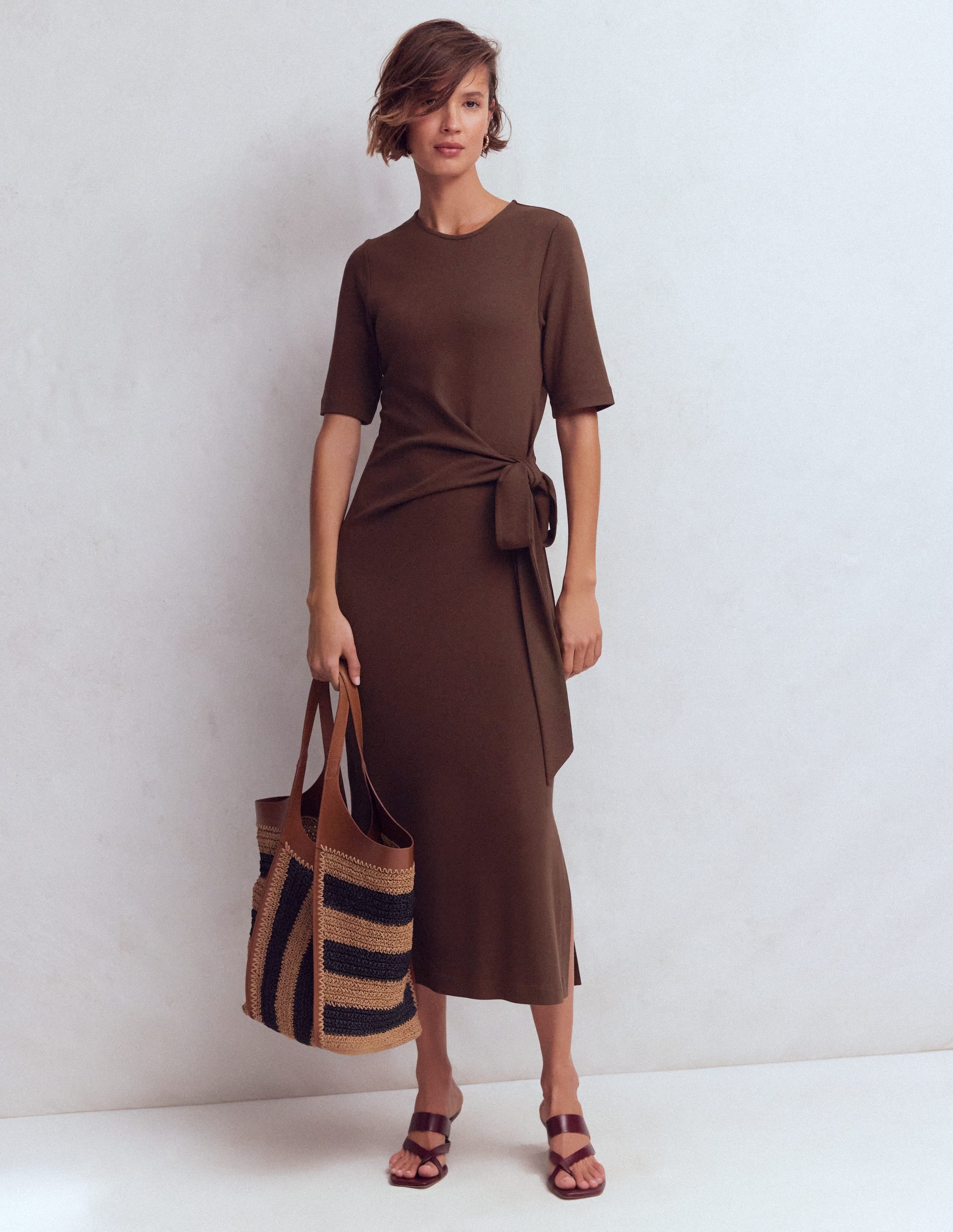 Robe midi Zinnia en point de Rome à nouer-Expresso - Image 5