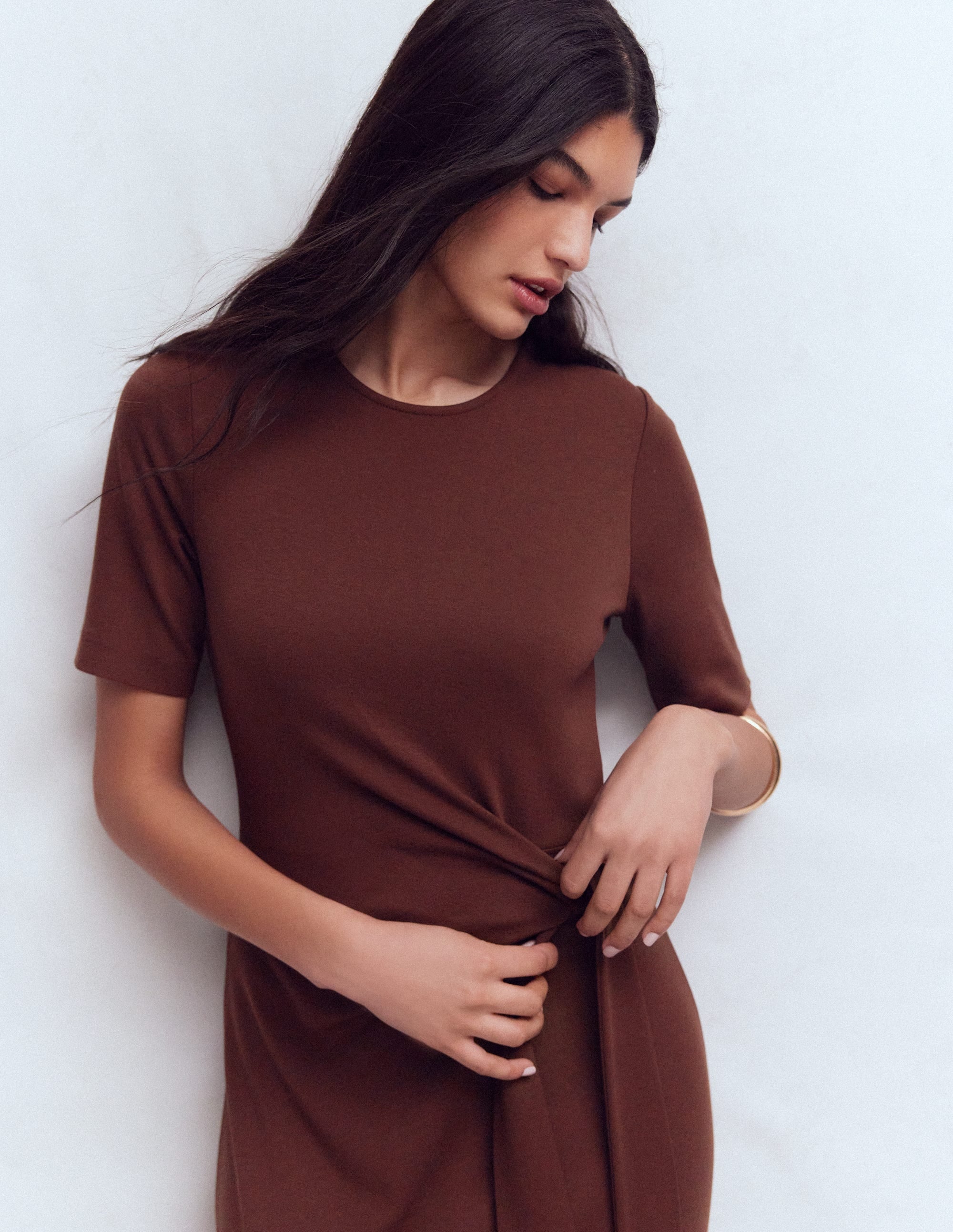 Robe midi Zinnia en point de Rome à nouer-Expresso - Image 7