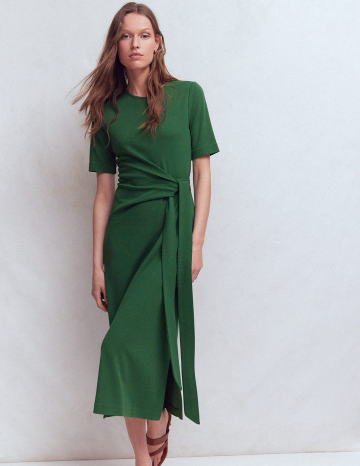 boden dress green Women's Smocked Jersey Midi in done dress Boden Women's Belted Ponte Midi