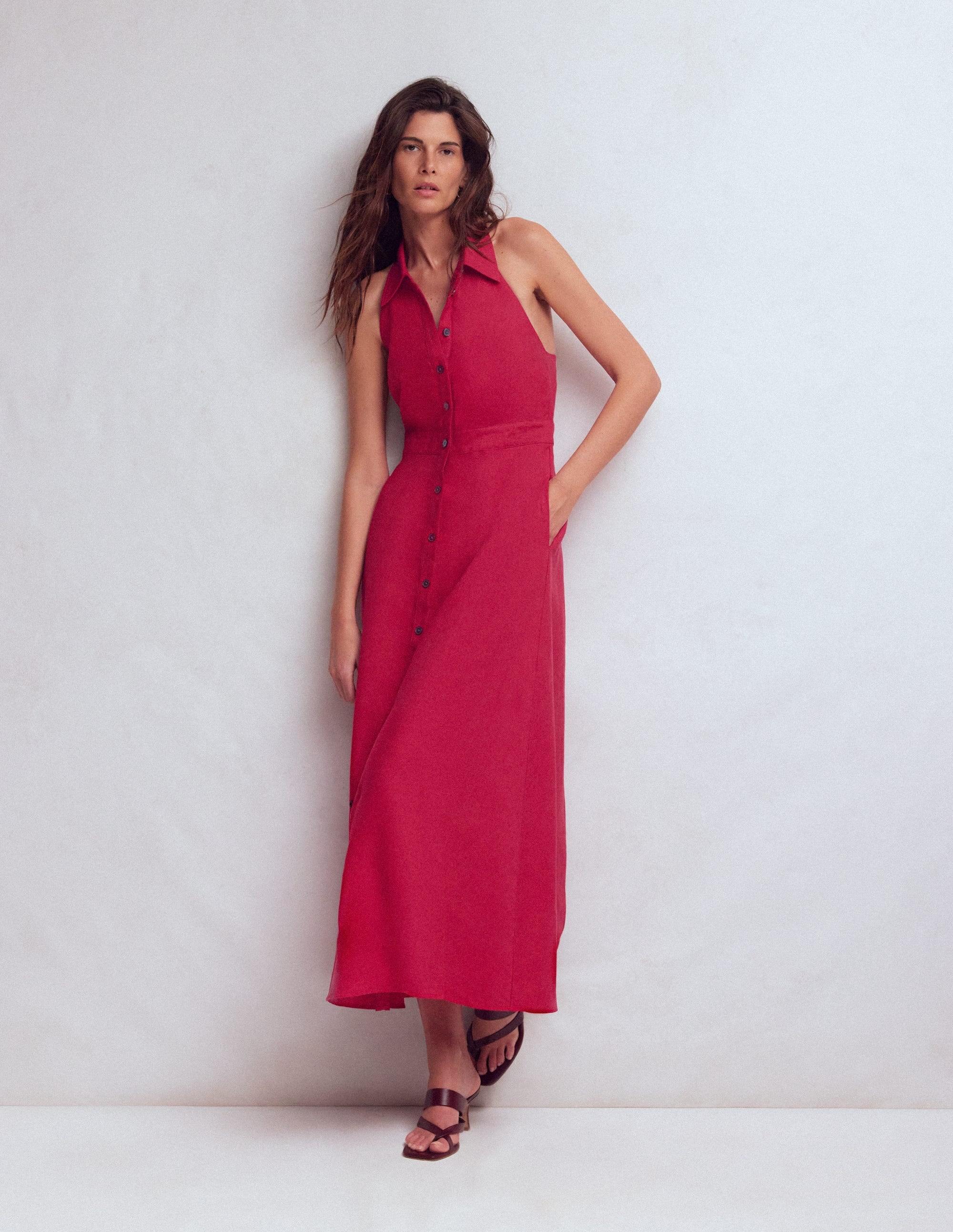 Eva Maxikleid aus Leinenmischgewebe-Granatapfel - Image 4