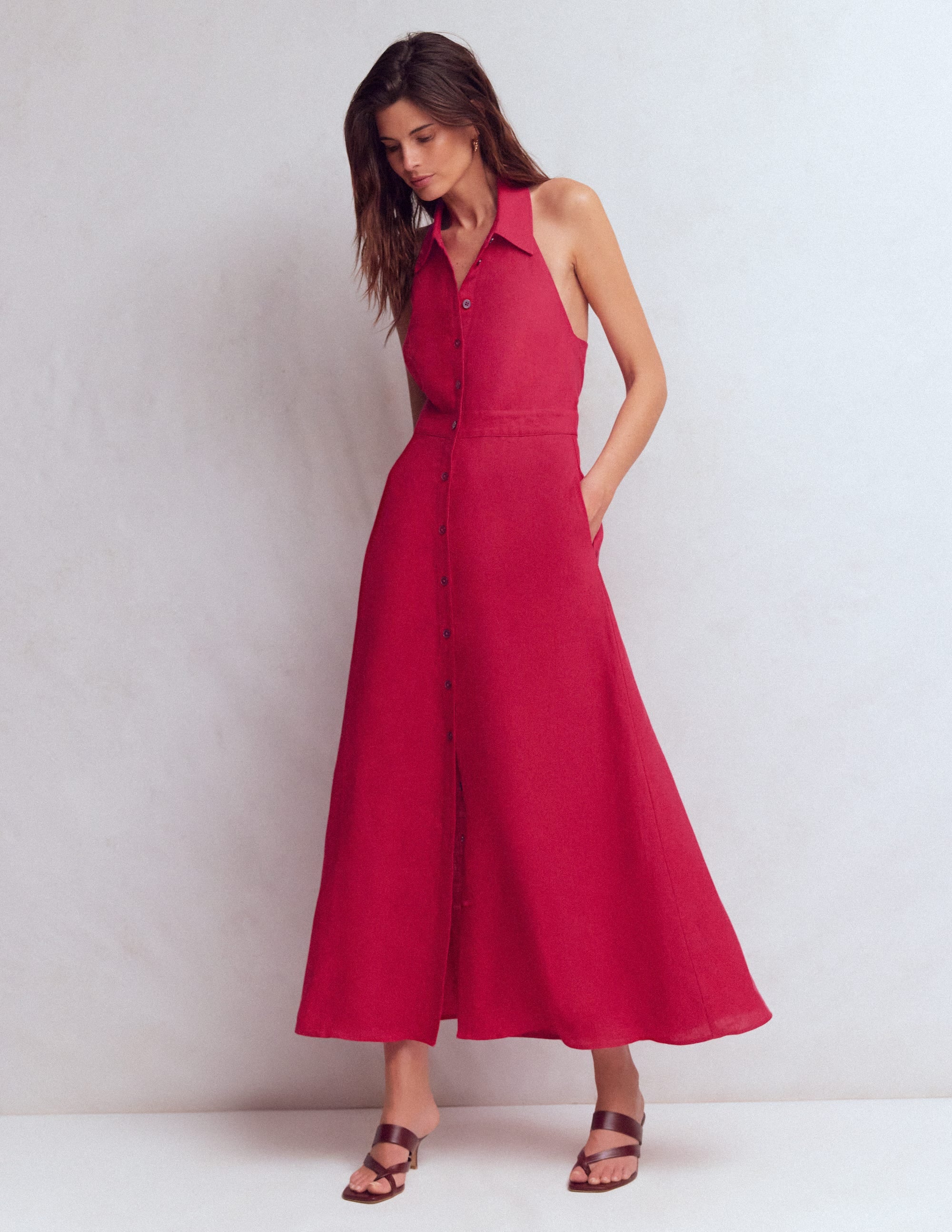 Eva Maxikleid aus Leinenmischgewebe-Granatapfel - Image 5