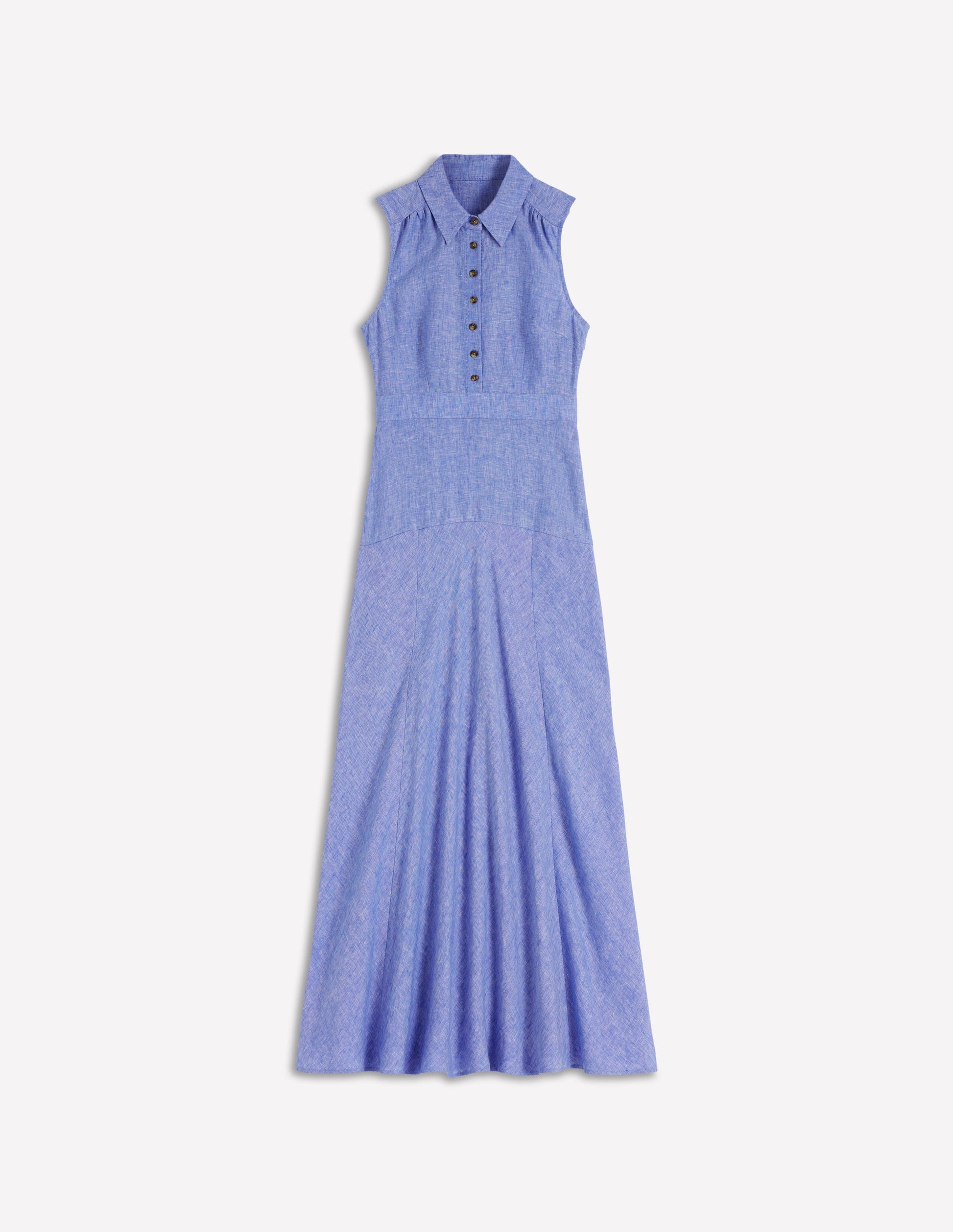 Erma Drop Waist Linen Dress-Chambray-5