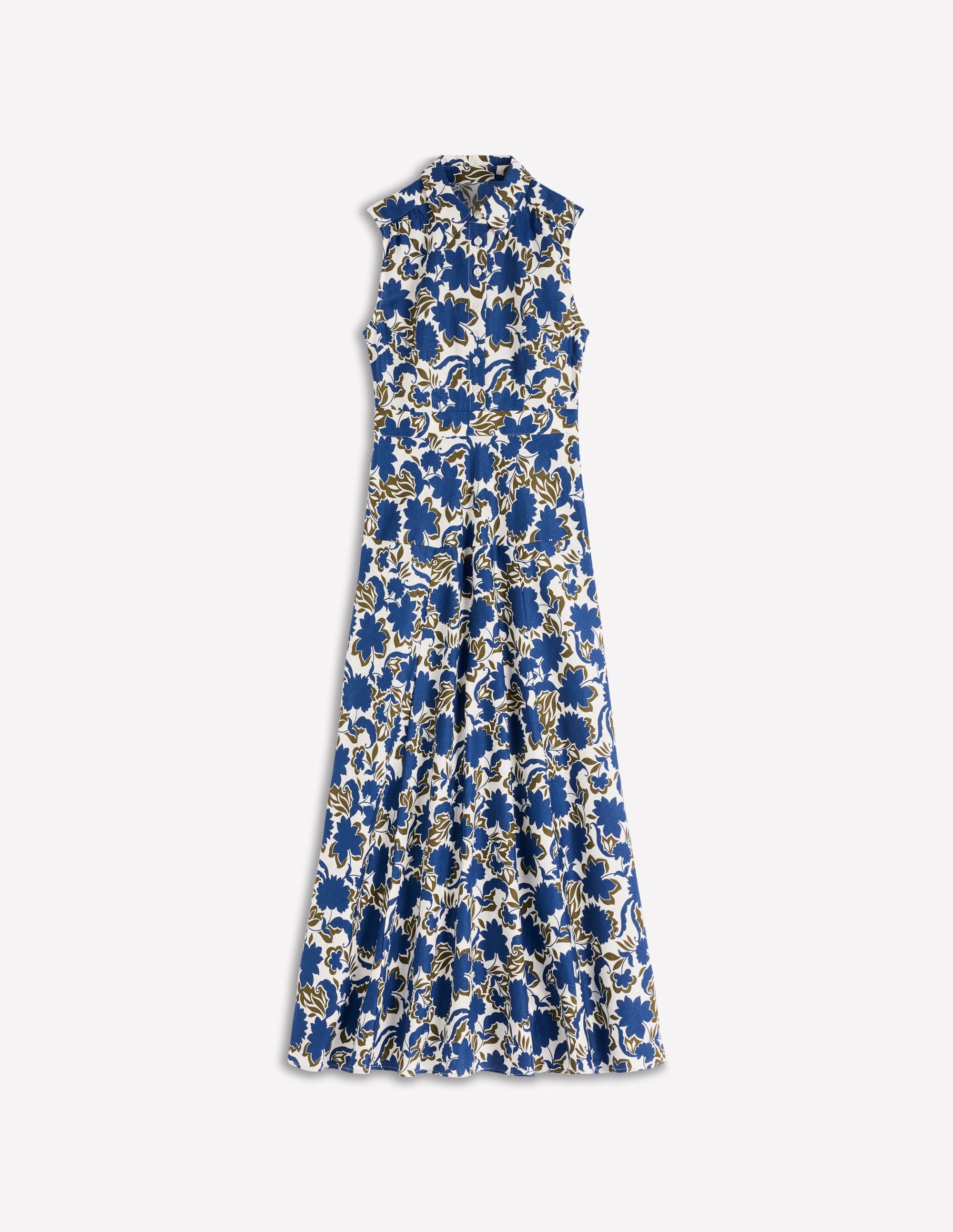 Erma Leinenkleid mit tiefer Taille-Blau Schattenblüte - Image 6