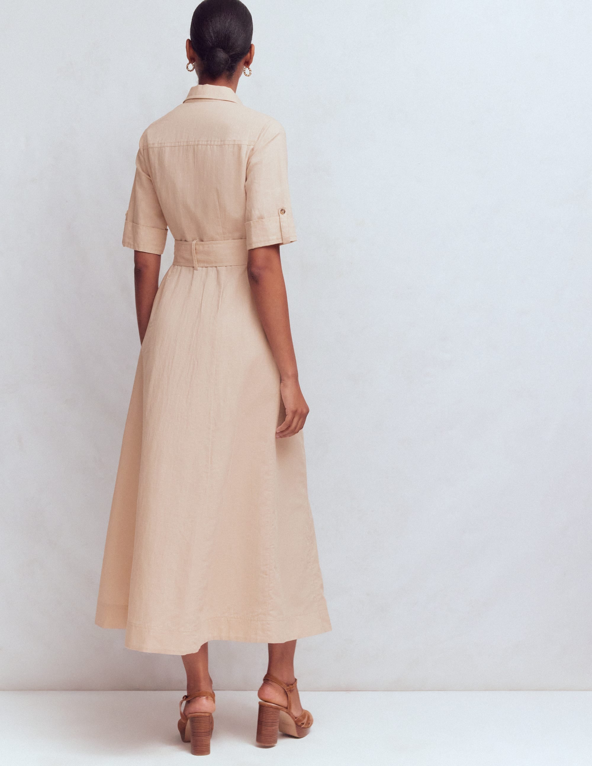 Ora Hemdblusenkleid aus Leinenmischgewebe-Kaffee - Image 3