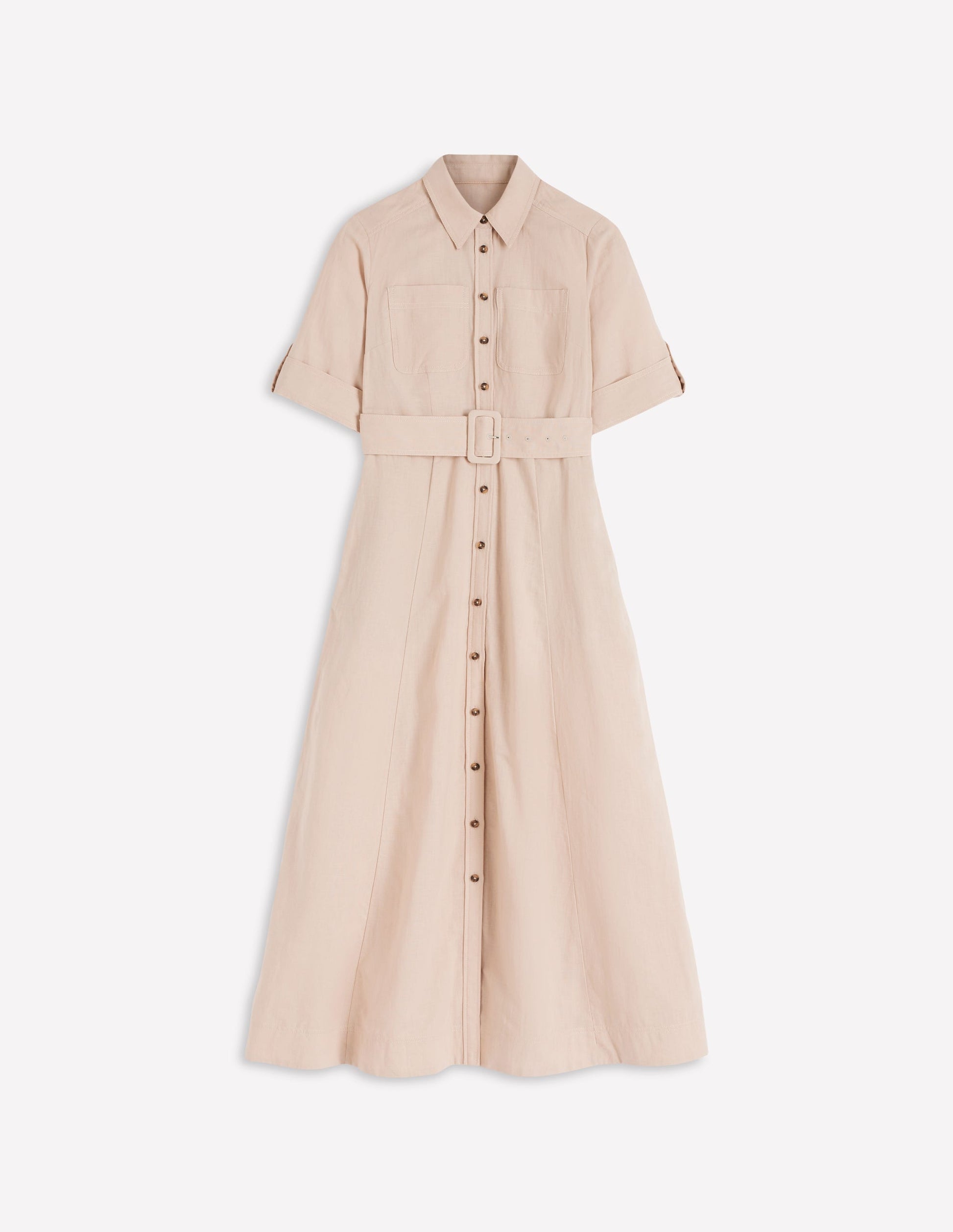 Ora Hemdblusenkleid aus Leinenmischgewebe-Kaffee-8