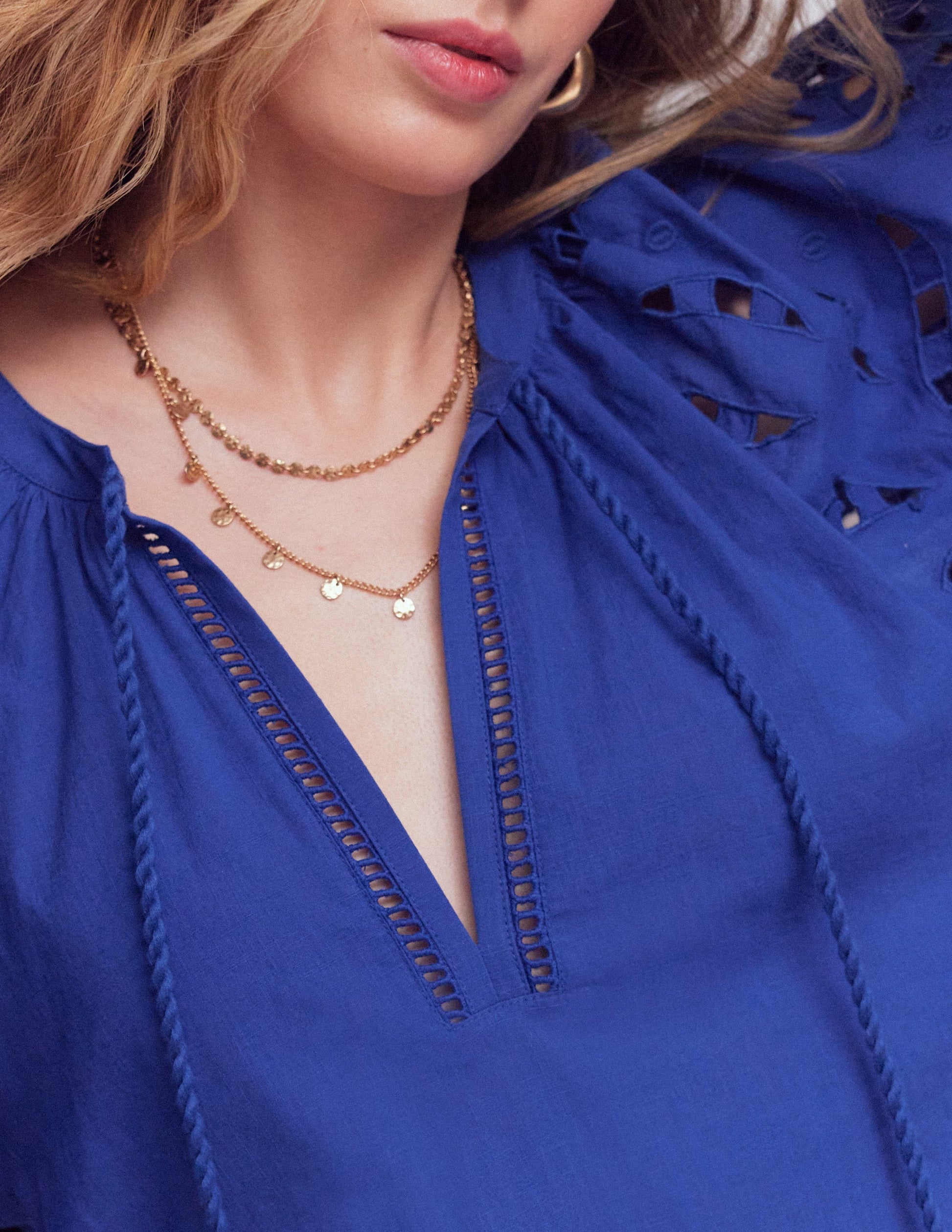 Kaftan mit bestickten Ärmeln-Blau Stickerei-2