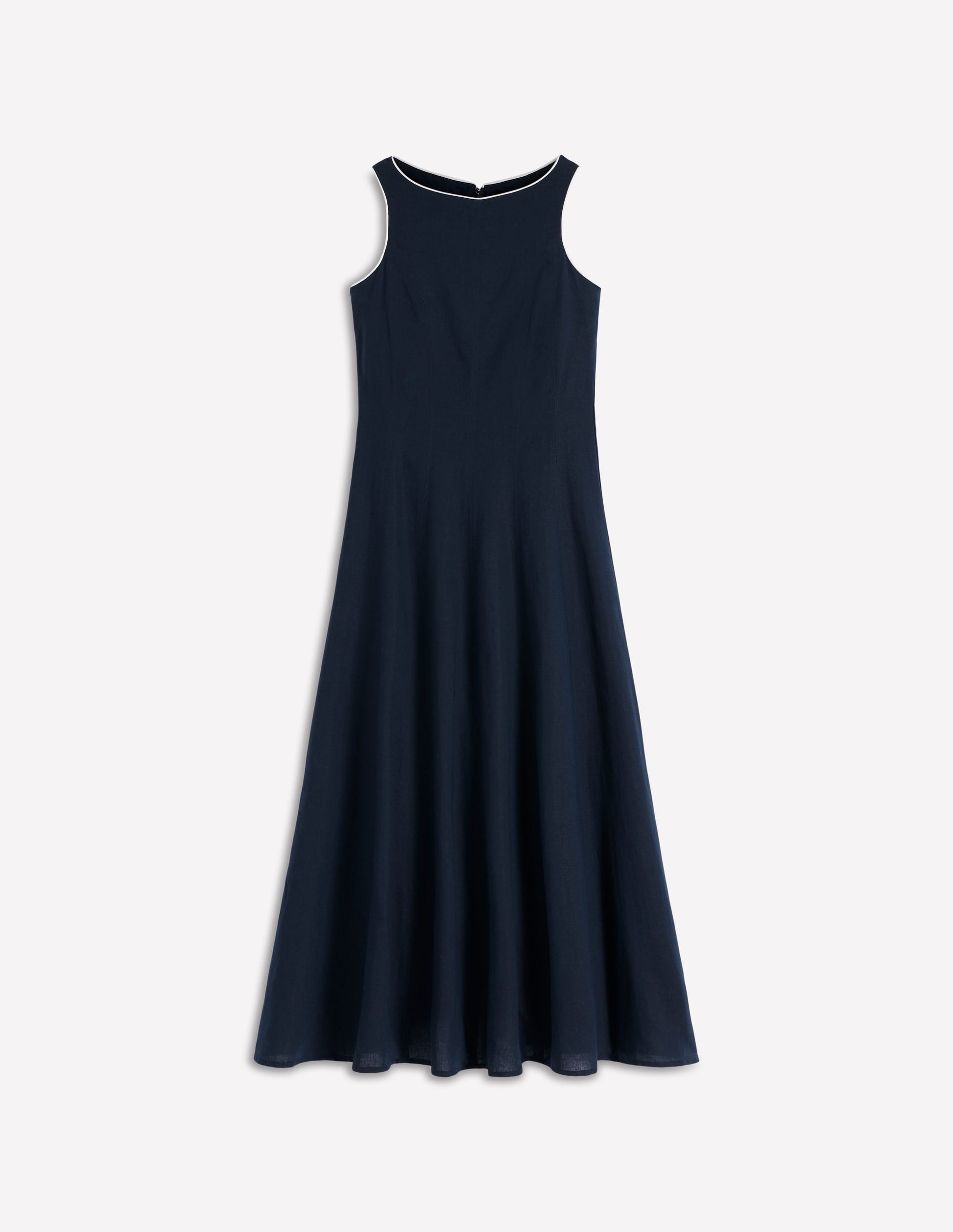 Annet Midikleid aus Leinenmischgewebe-Marineblau-6