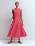 Robe midi Annet en lin mélangé-Blush cerise