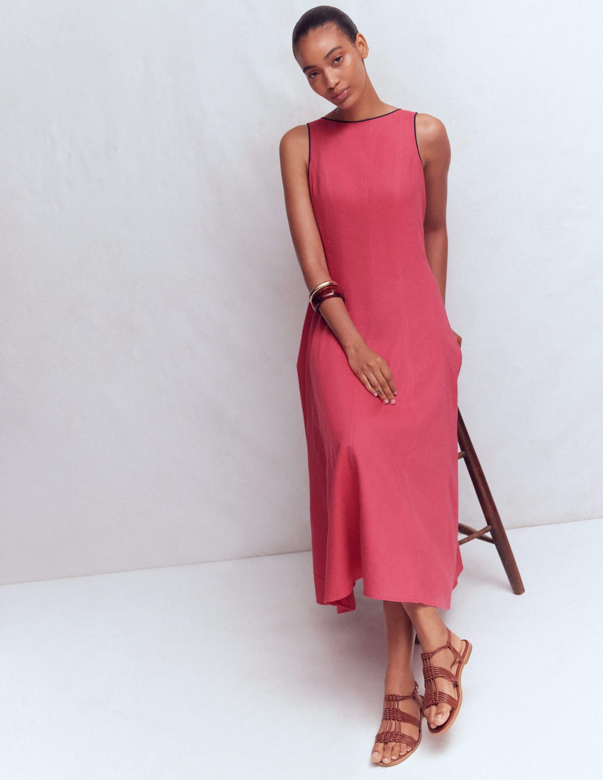 Annet Midikleid aus Leinenmischgewebe-Kirschrot - Image 4