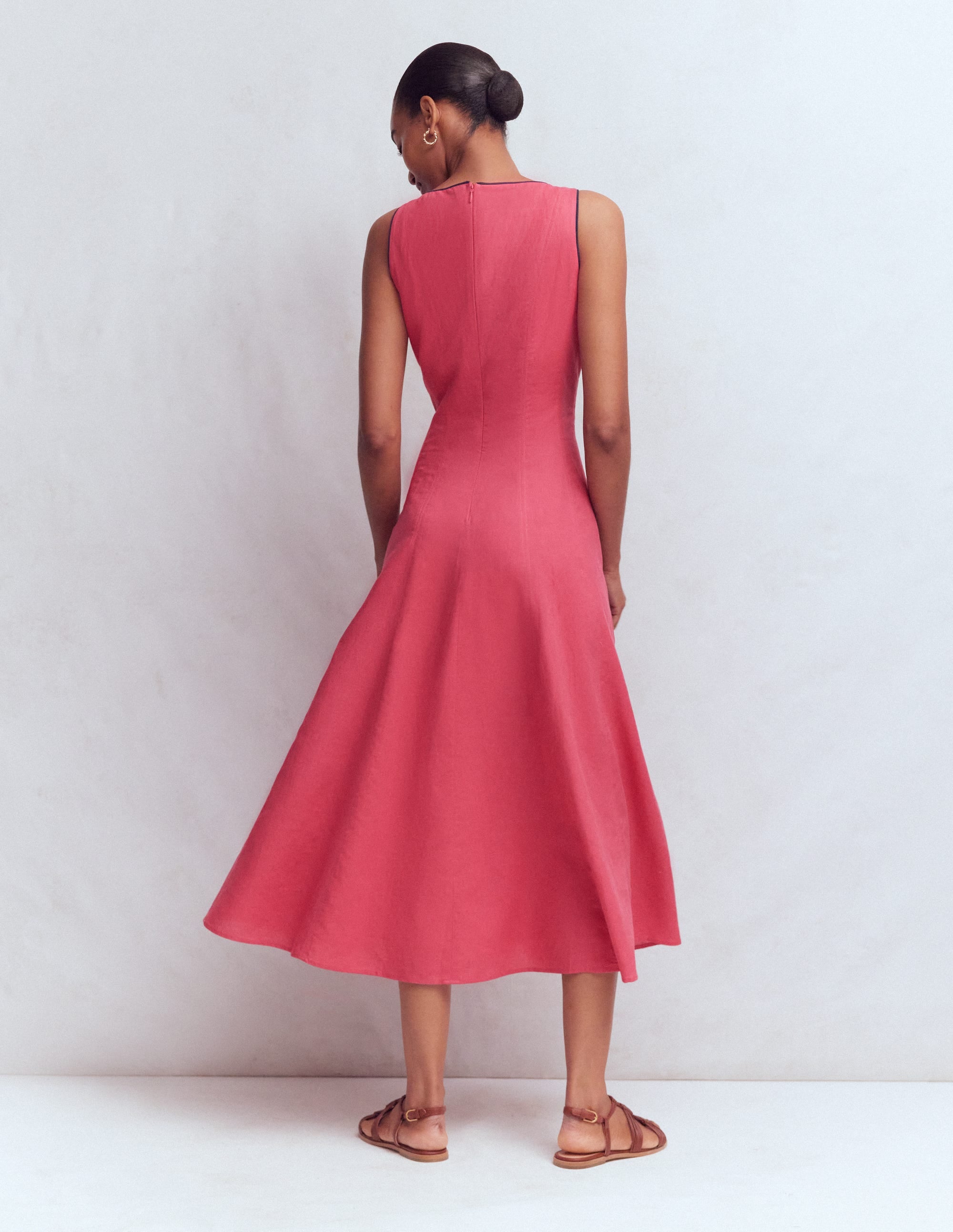 Annet Midikleid aus Leinenmischgewebe-Kirschrot - Image 5