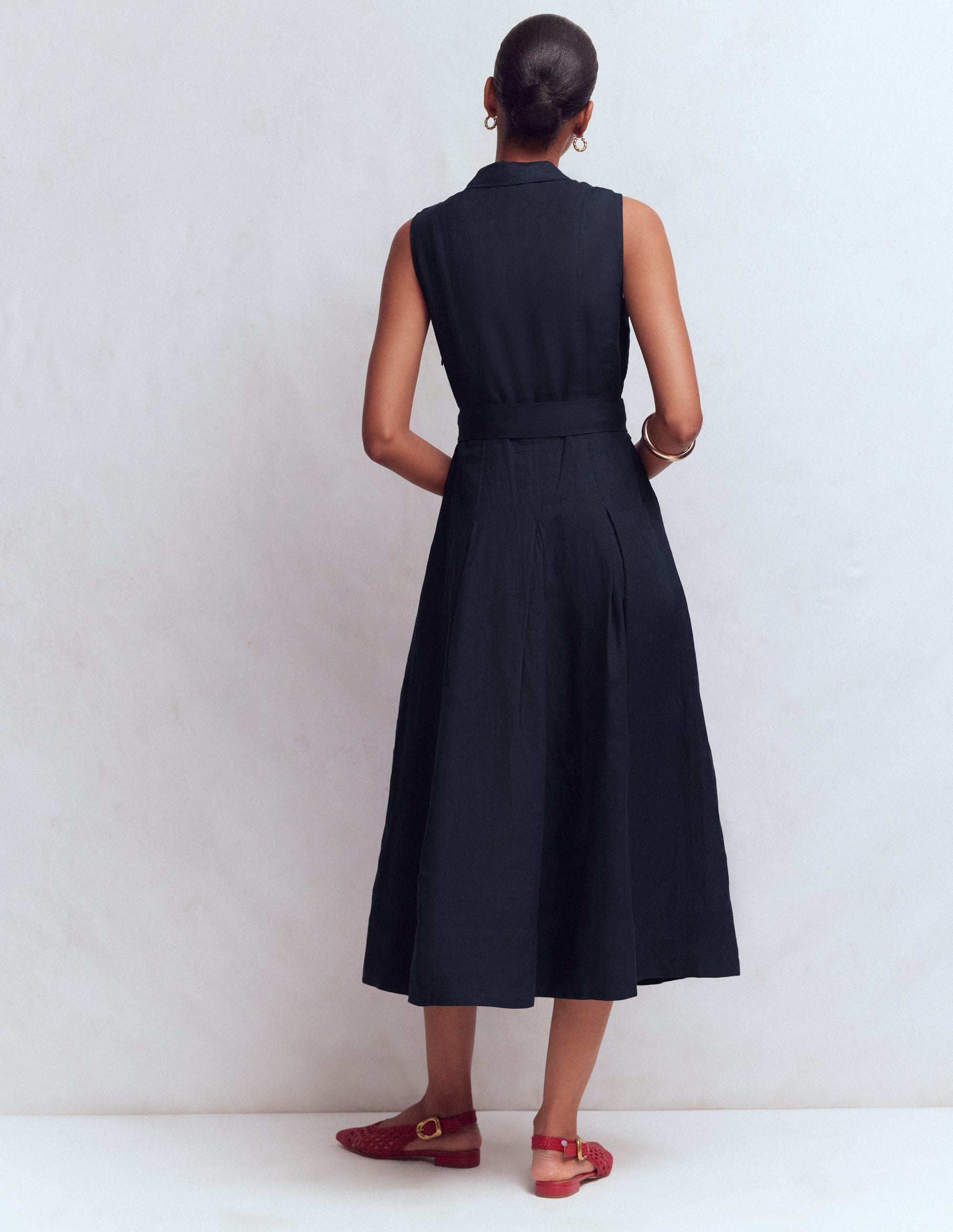 Belinda Hemdblusenkleid aus Leinen-Marineblau - Image 3