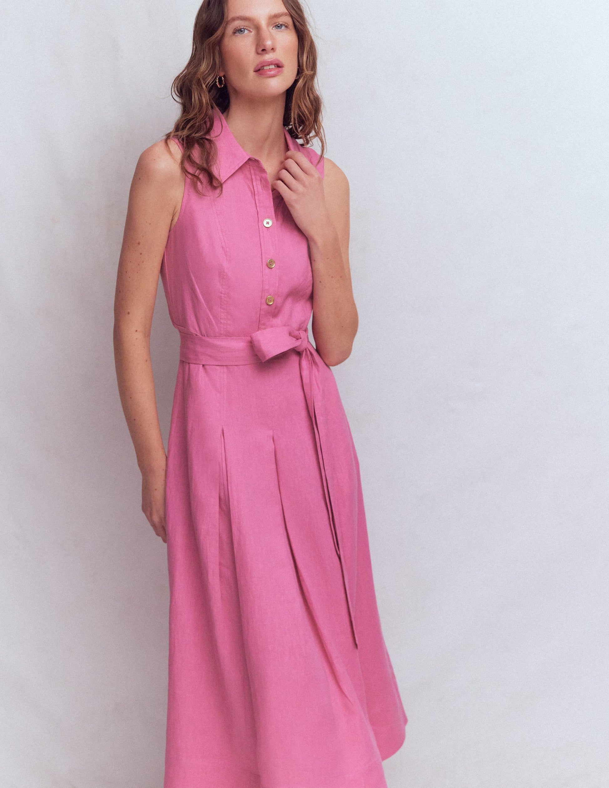 Belinda Hemdblusenkleid aus Leinen-Rosa Parfait-1