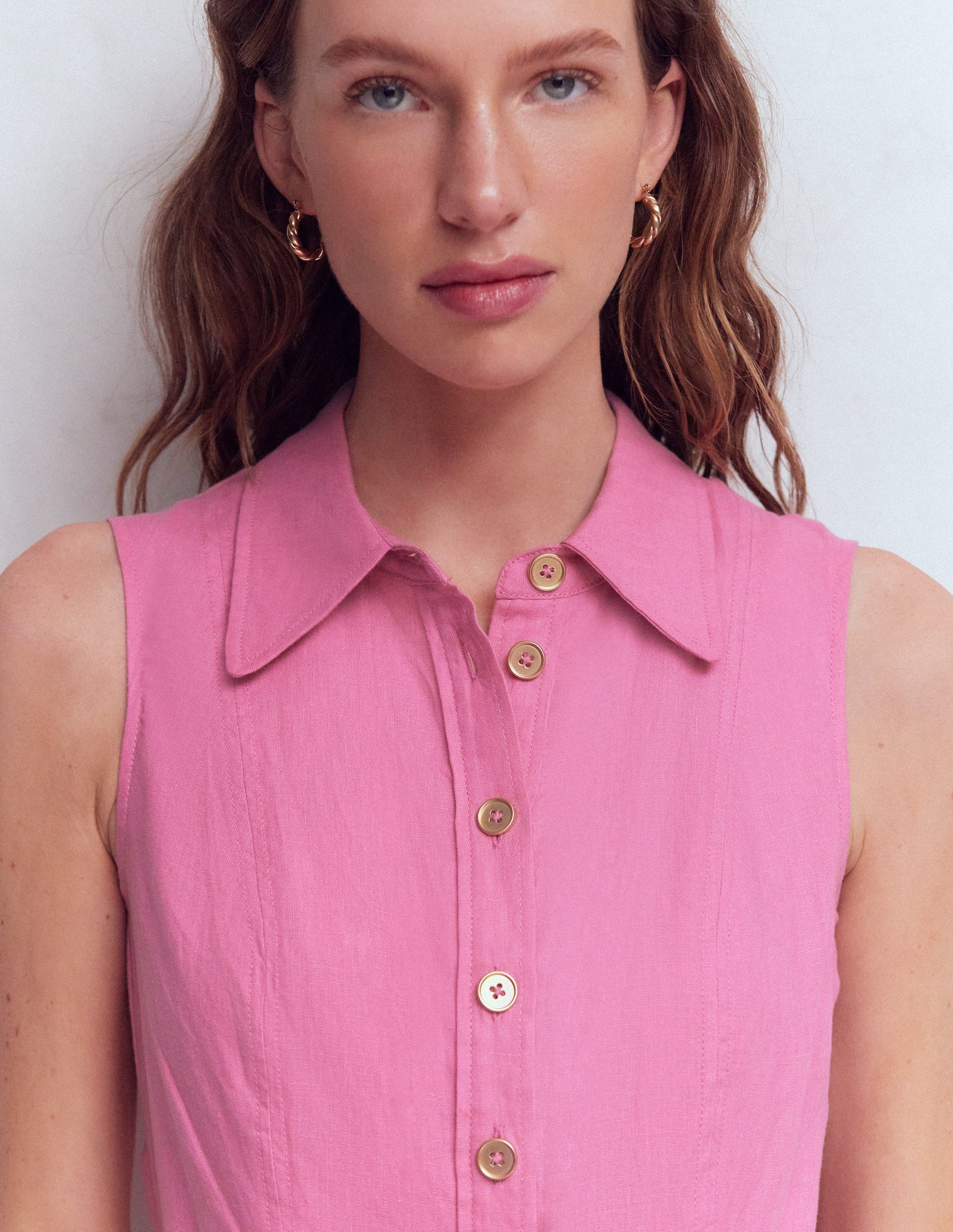 Belinda Hemdblusenkleid aus Leinen-Rosa Parfait-2