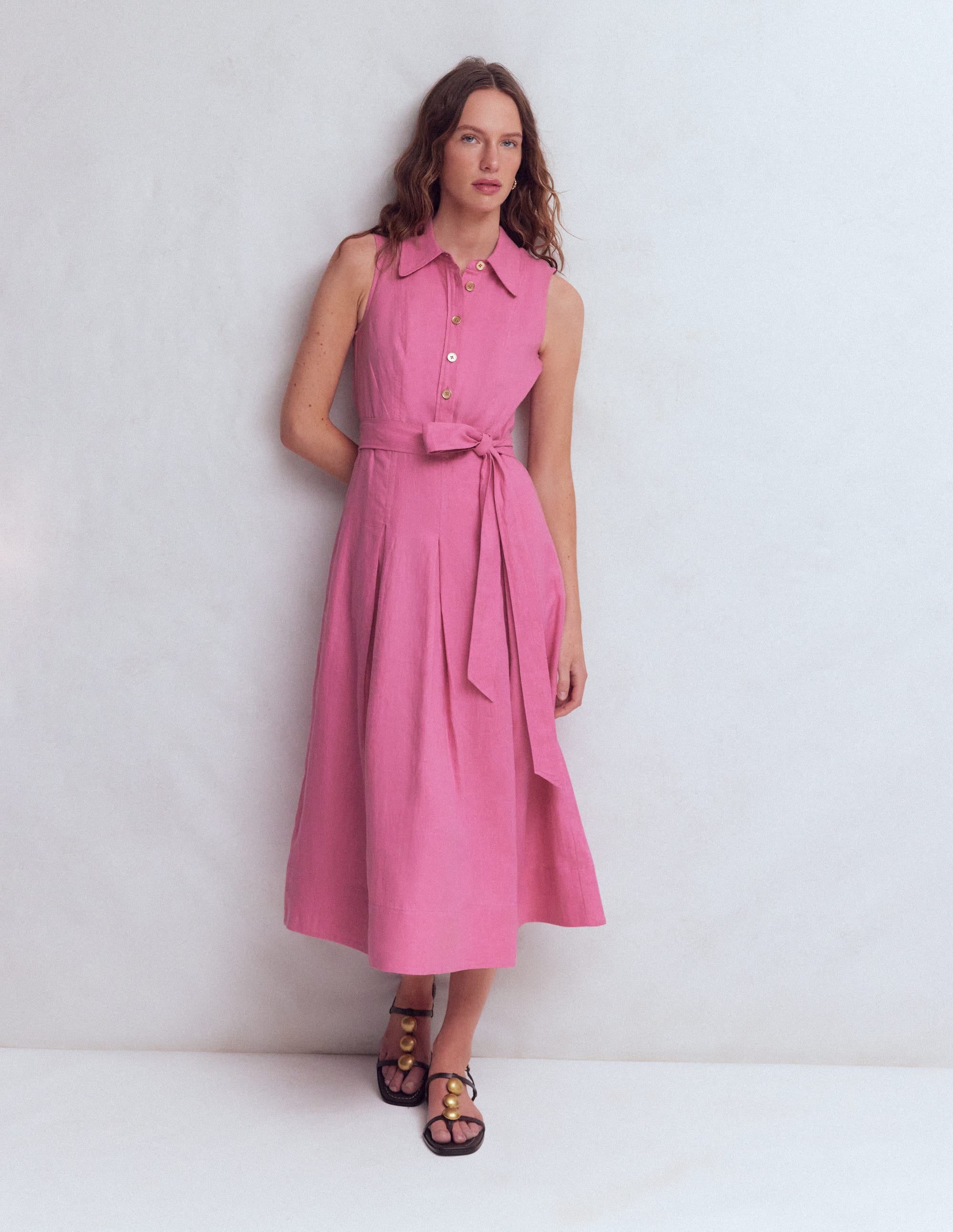 Belinda Hemdblusenkleid aus Leinen-Rosa Parfait - Image 4