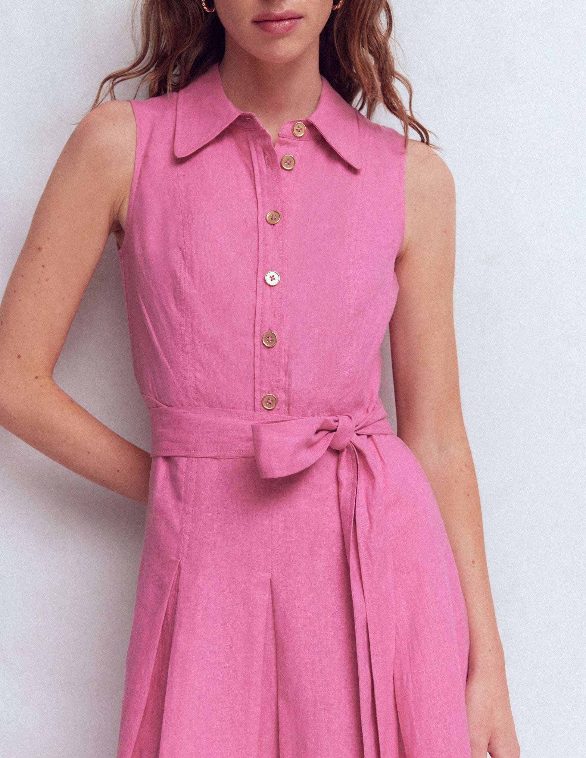 Belinda Hemdblusenkleid aus Leinen-Rosa Parfait-6