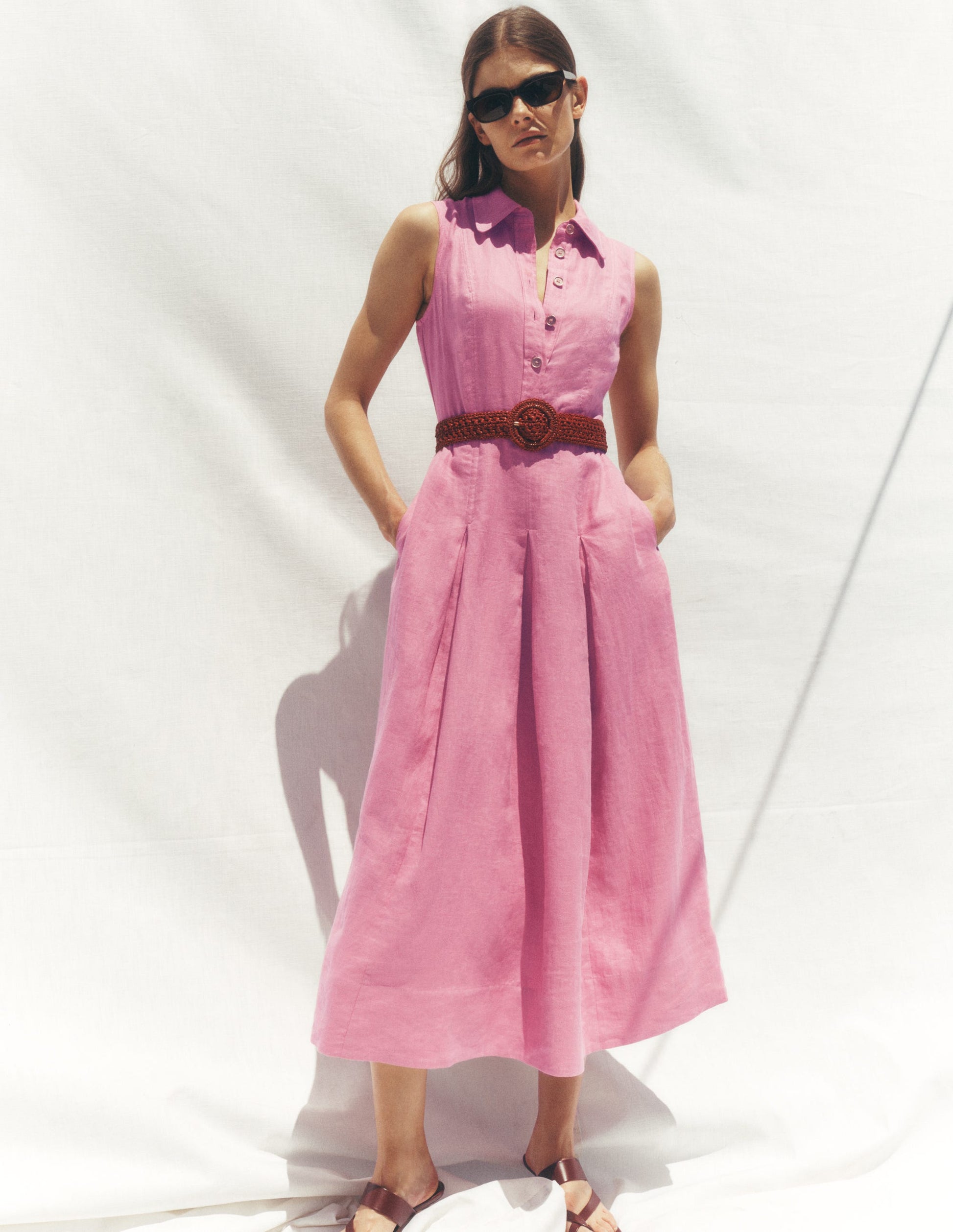 Belinda Hemdblusenkleid aus Leinen-Rosa Parfait-7