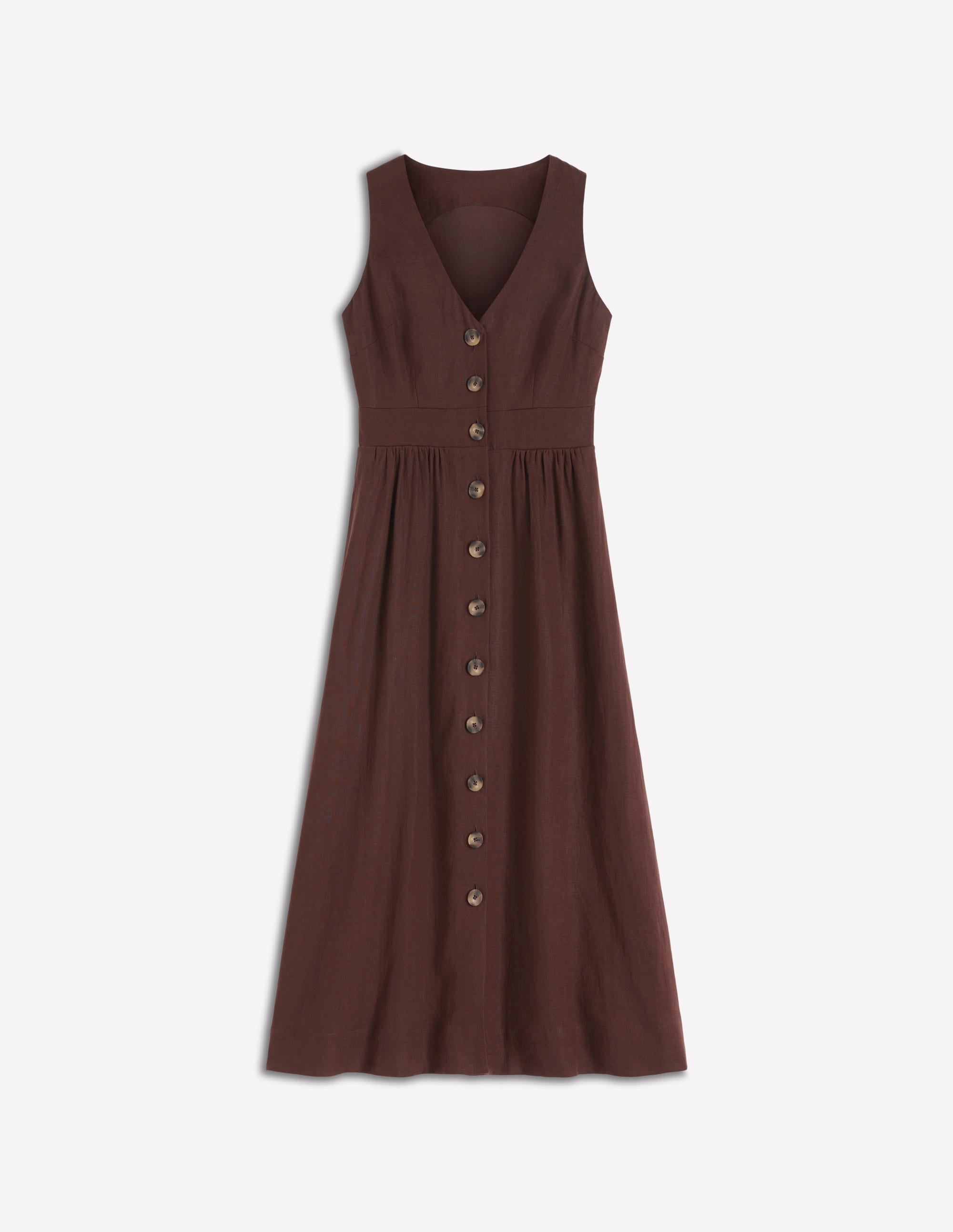 Robe Catherine boutonnée en lin-Chocolat amer - Image 6
