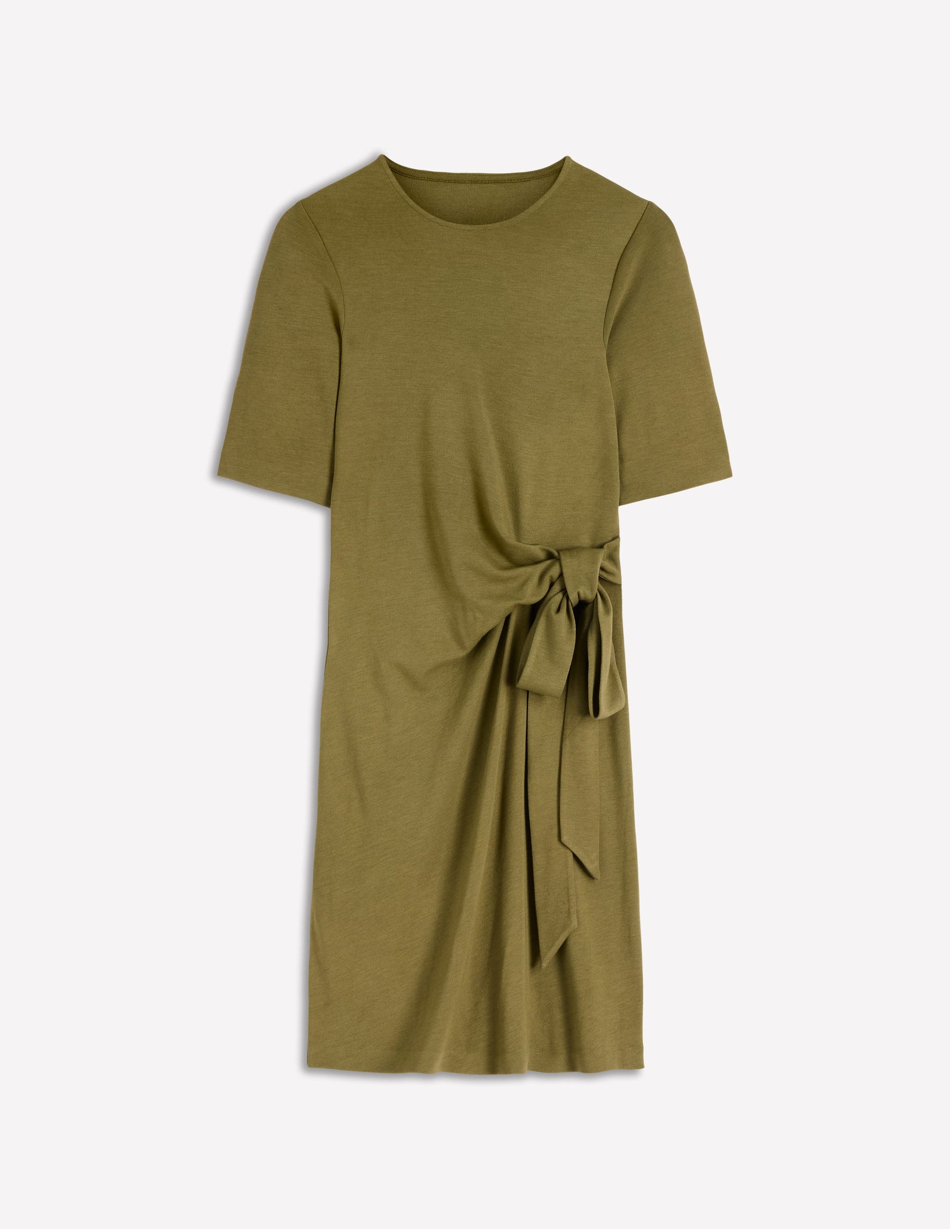 Zinnia Kurzes Jerseykleid zum Binden-Olive-10