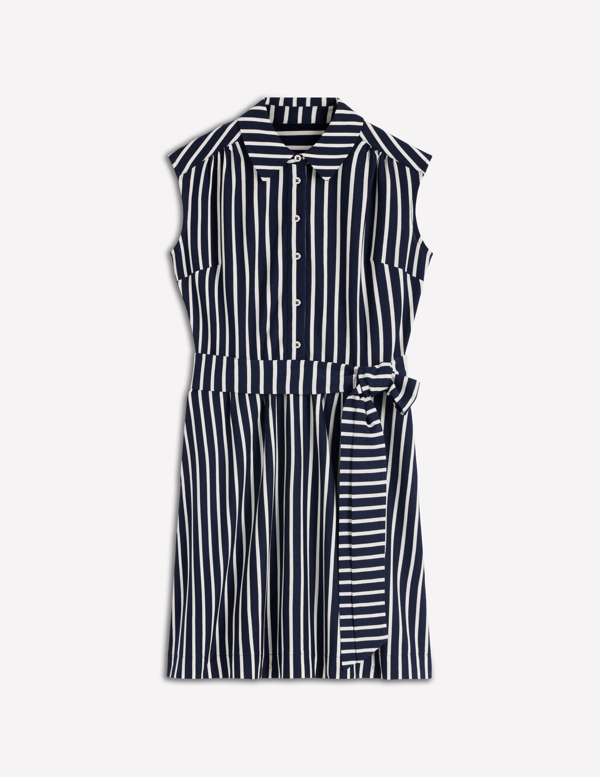 Honor Kurzes Jersey-Hemdblusenkleid-Marineblau und Weiß Streifen - Image 5
