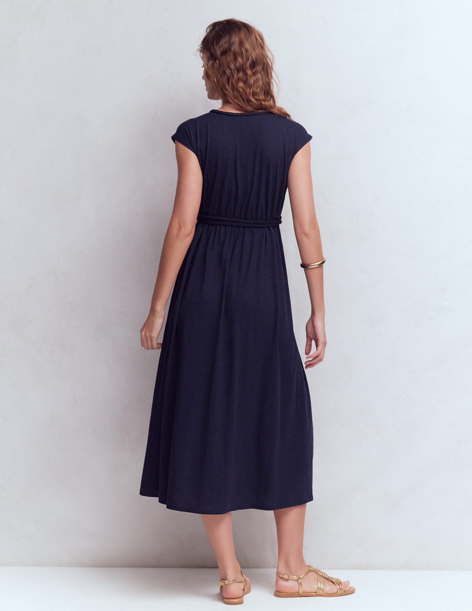 Heidi Gerafftes Jerseykleid mit Kordel-Marineblau - Image 4