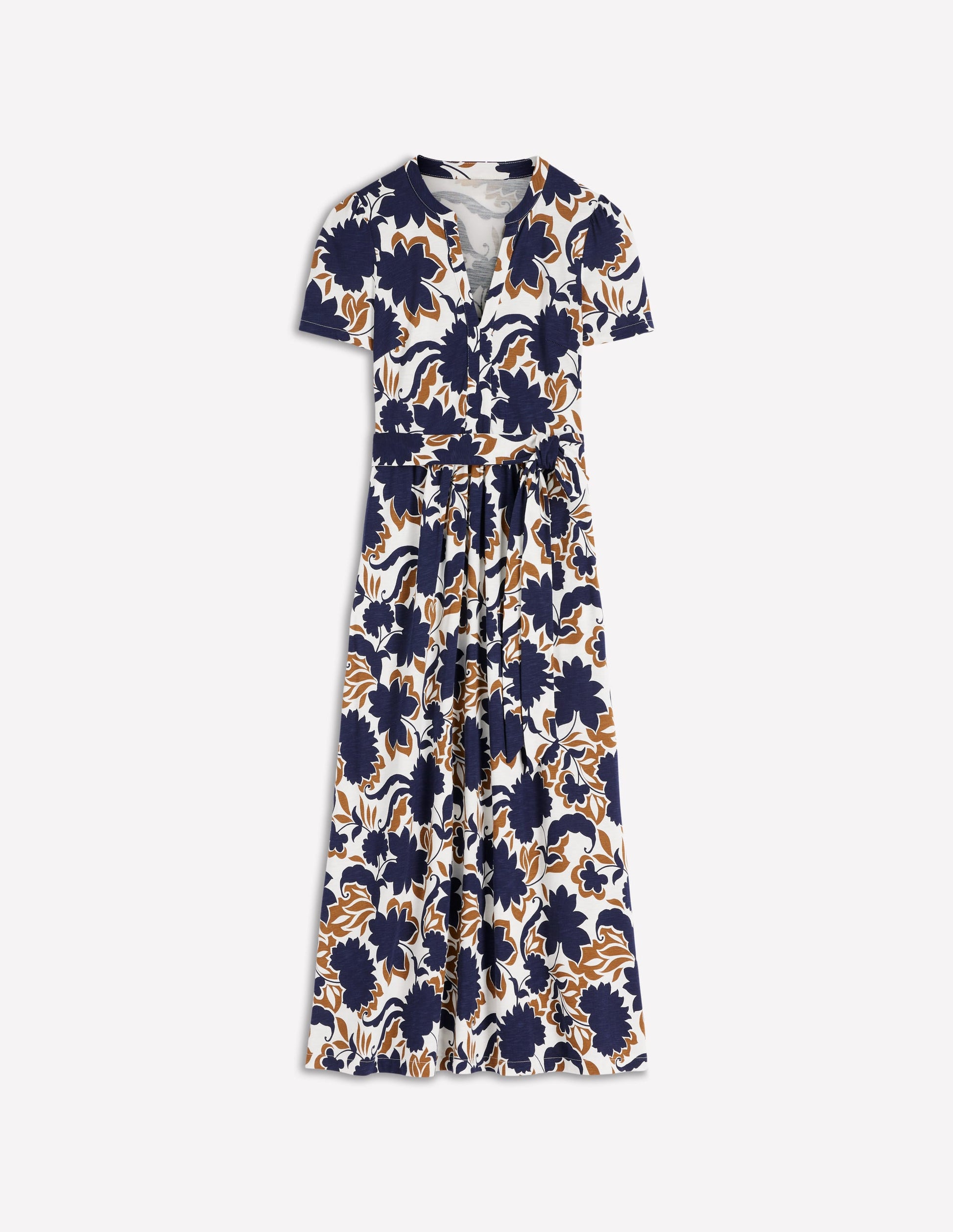 Naomi Jersey-Midikleid-Französisches Marineblau, Schattenblüte-6