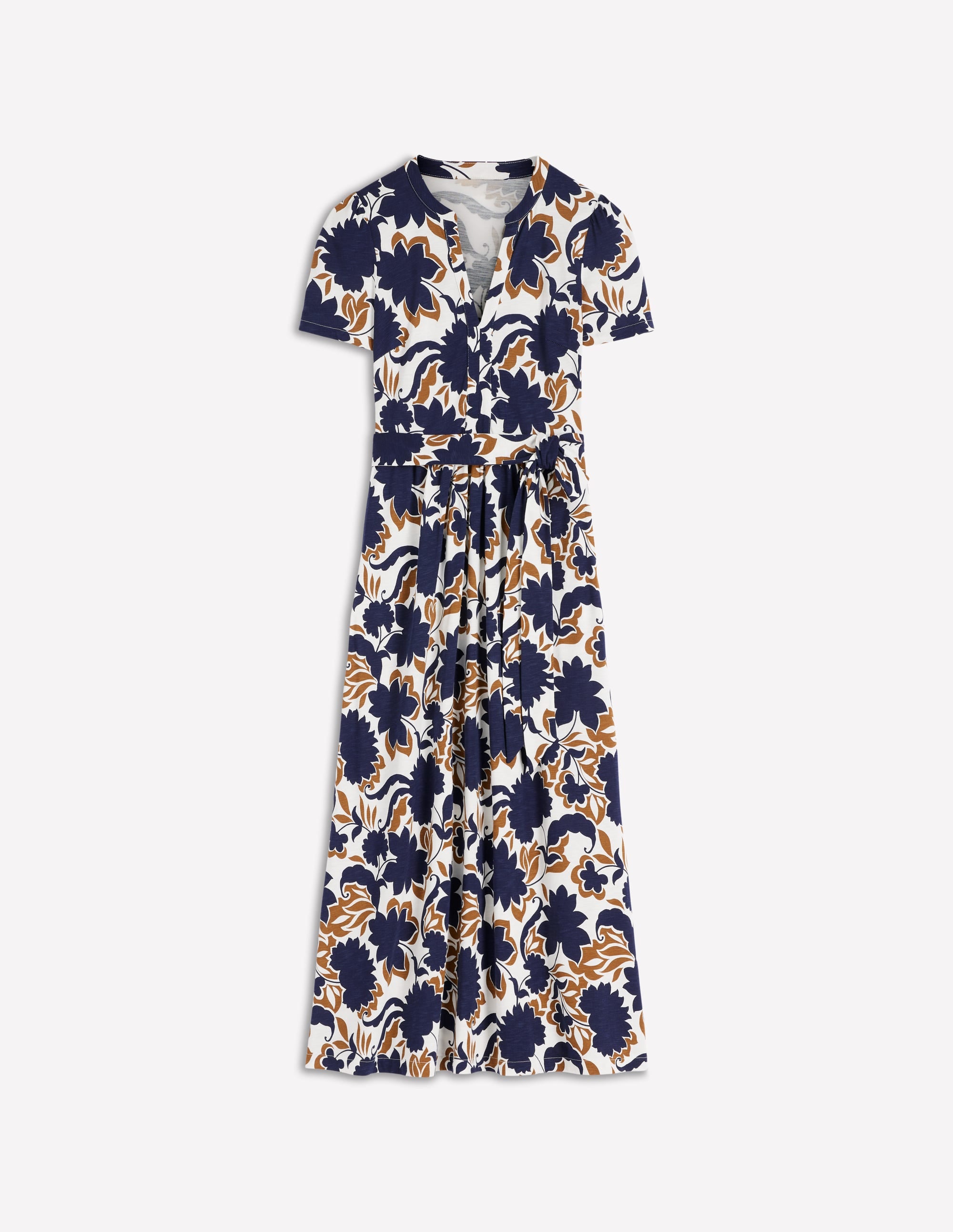 Naomi Jersey-Midikleid-Französisches Marineblau, Schattenblüte - Image 6