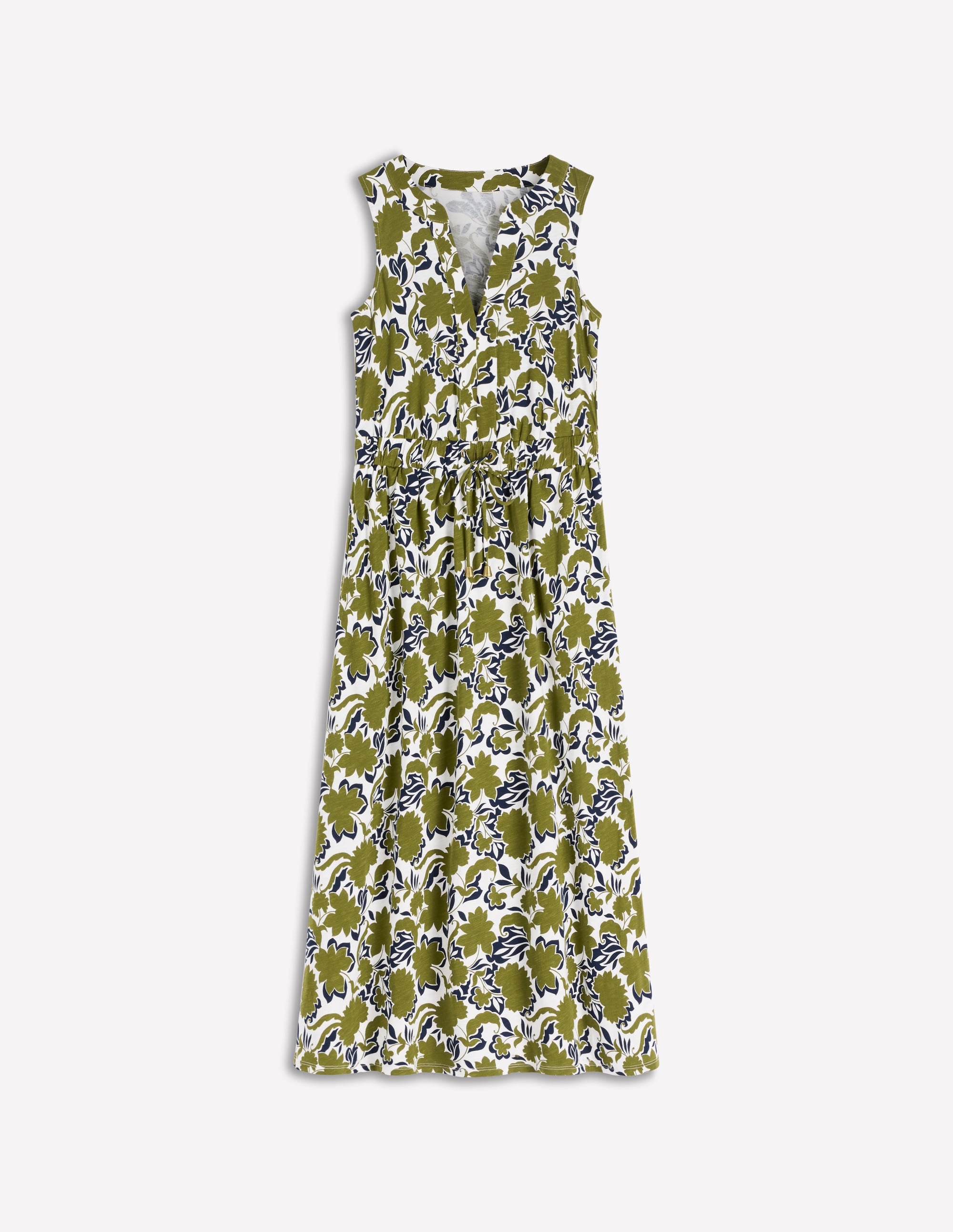 Delphine Jersey-Midikleid-Olivgrün, Schattenblüte - Image 5